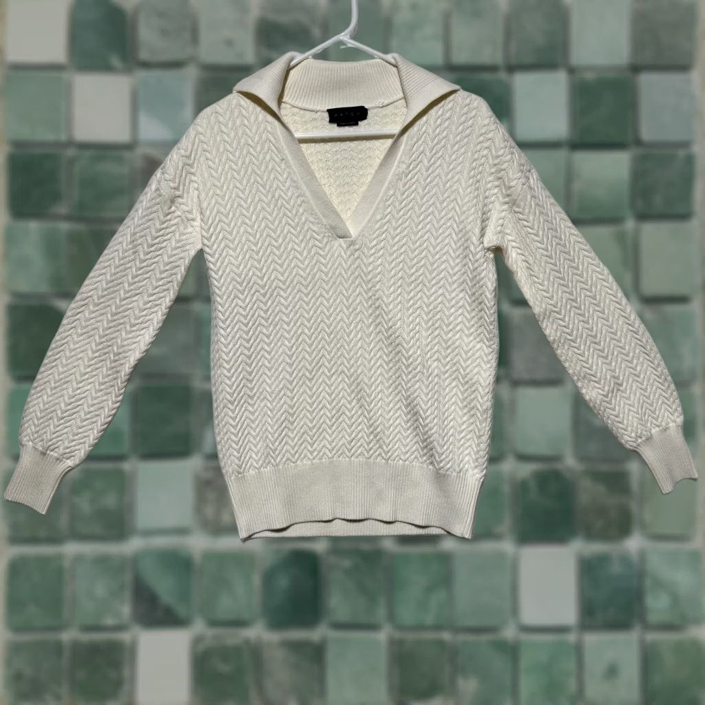 Vintage Hatch Sweater Pullover Knit Ivory S Maternity Womens Cable-Knit V-Neck Long Sleeve All Seasons City Classic Designer Preppy Size S / US 4 / IT 40 - 1 Thumbnail