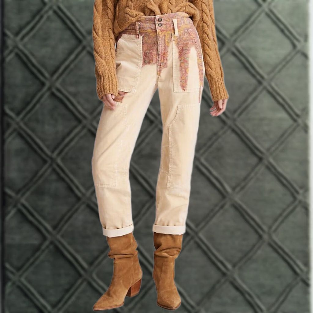 Anthropologie Anthropologie The Wanderer Utility Pants, Cargo, Cotton Blend, Floral, Zipper, 28, Regular, Tapered, Women, Inseam 29.5 in, Neutral, New with Tag Size 28" / US 6 / IT 42 - 1 Thumbnail