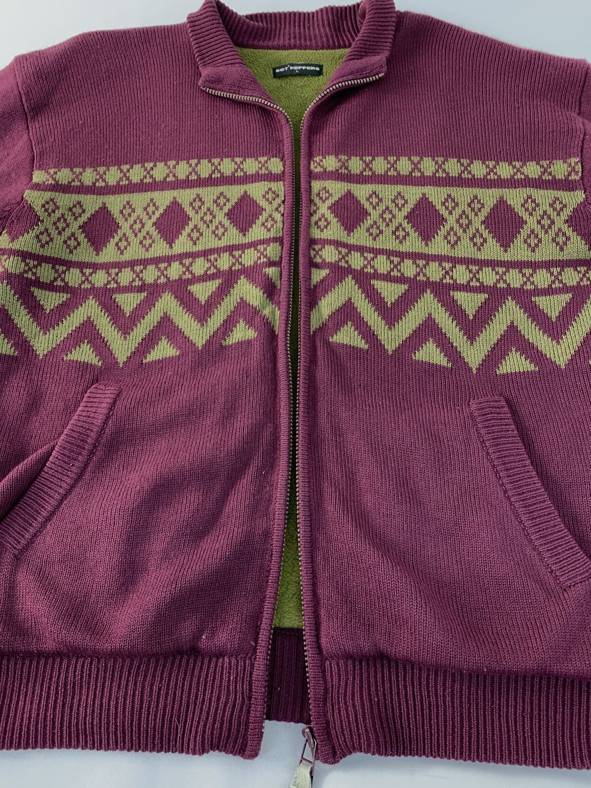 Japanese Brand Sgt Pepper Knitwear Navajo Jacket Sherpa Inner Size US L / EU 52-54 / 3 - 4 Thumbnail
