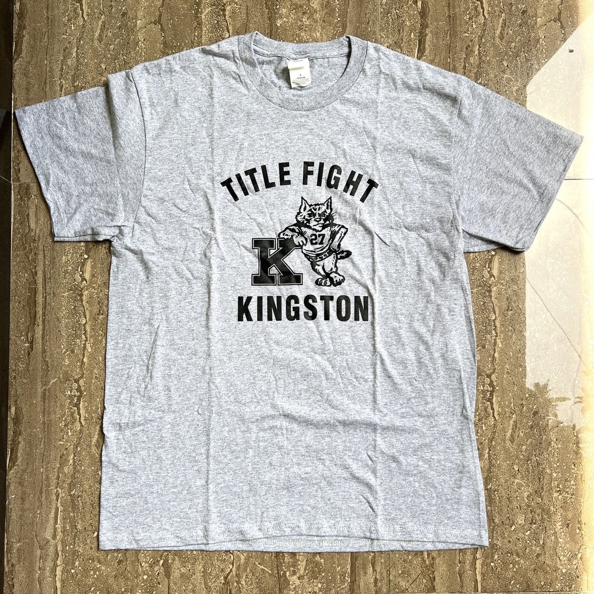 image of Alstyle x Band Tees Title Fight Kingston Hardcore Tshirt in Grey, Men's (Size Large)