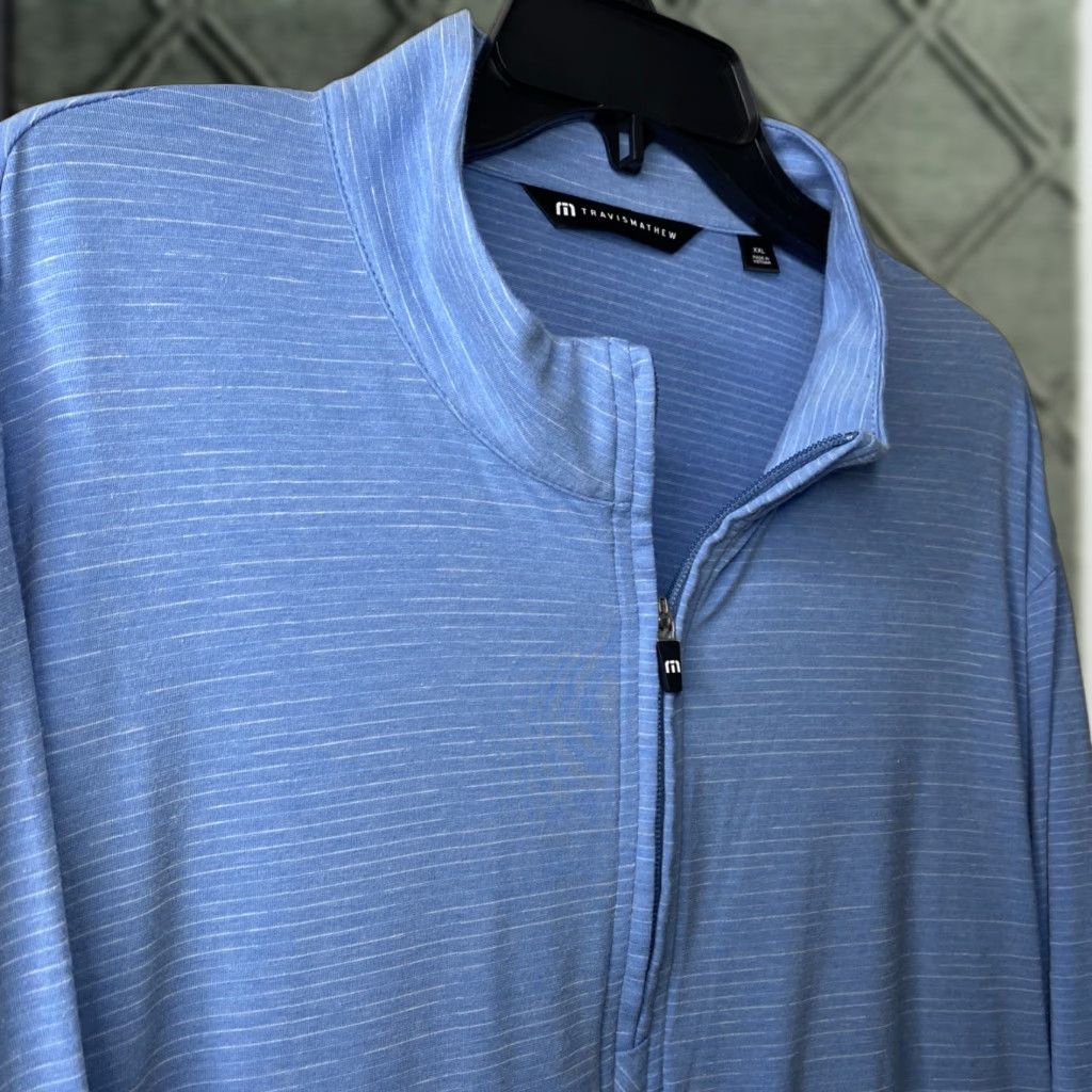 TravisMathew Travis Matthew Quarter Zip Mens 2XL Light Weight Golf Walking Blue Size US XXL / EU 58 / 5 - 1 Thumbnail