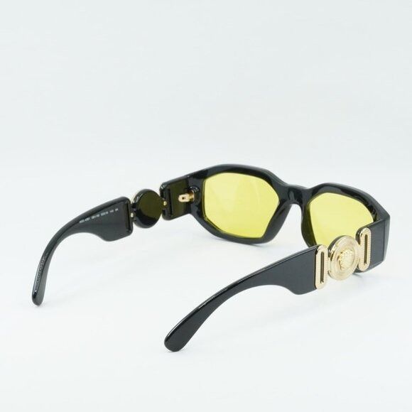 Versace Versace VE4361 GB1/85 Sunglasses Solid Black Oval Frame Size ONE SIZE - 5 Thumbnail