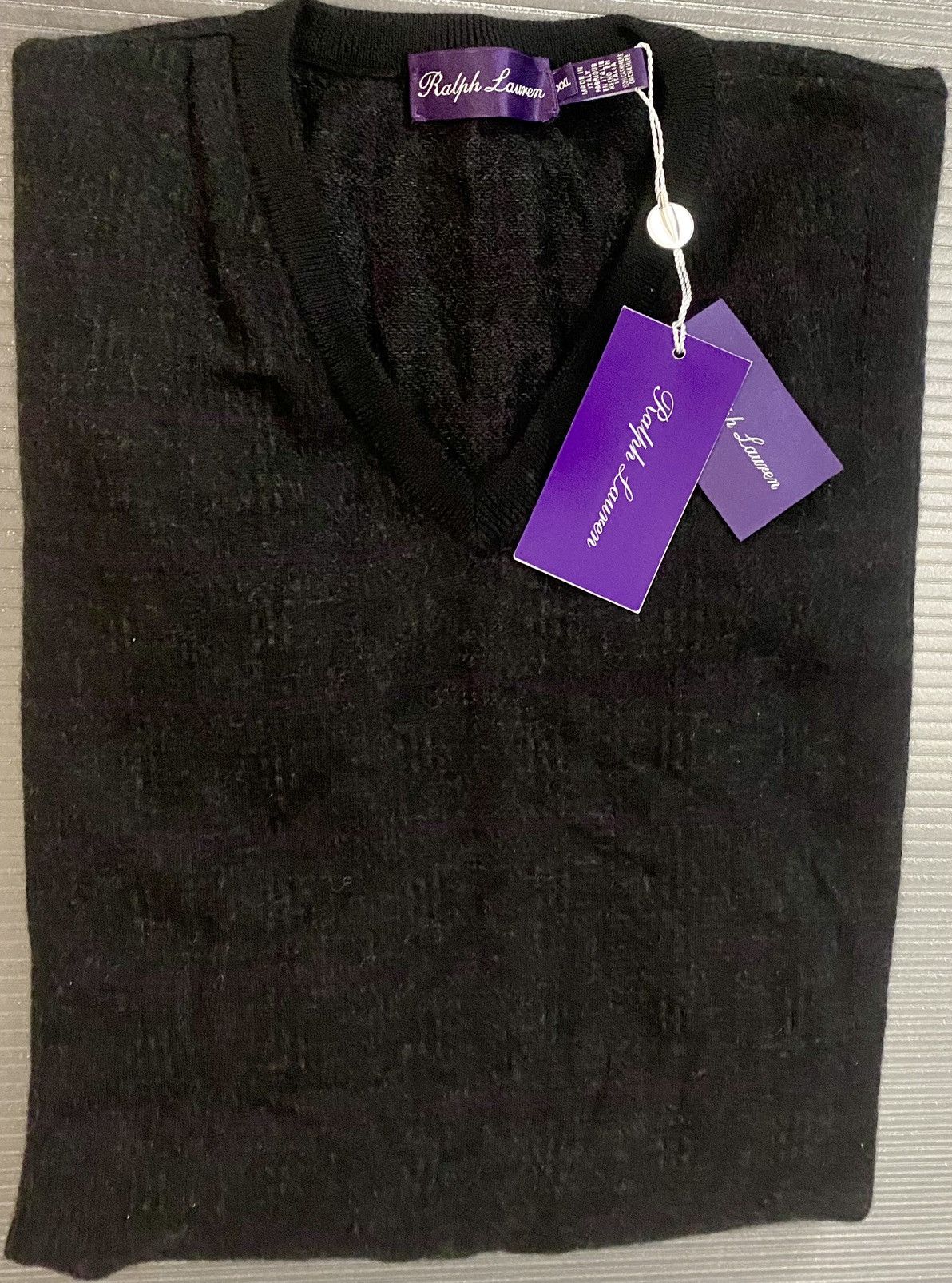 Ralph Lauren Purple Label RL Purple Label 🇮🇹 Black/Purple Check Cashmere V-neck XXL NWT Size US XXL / EU 58 / 5 - 13 Thumbnail