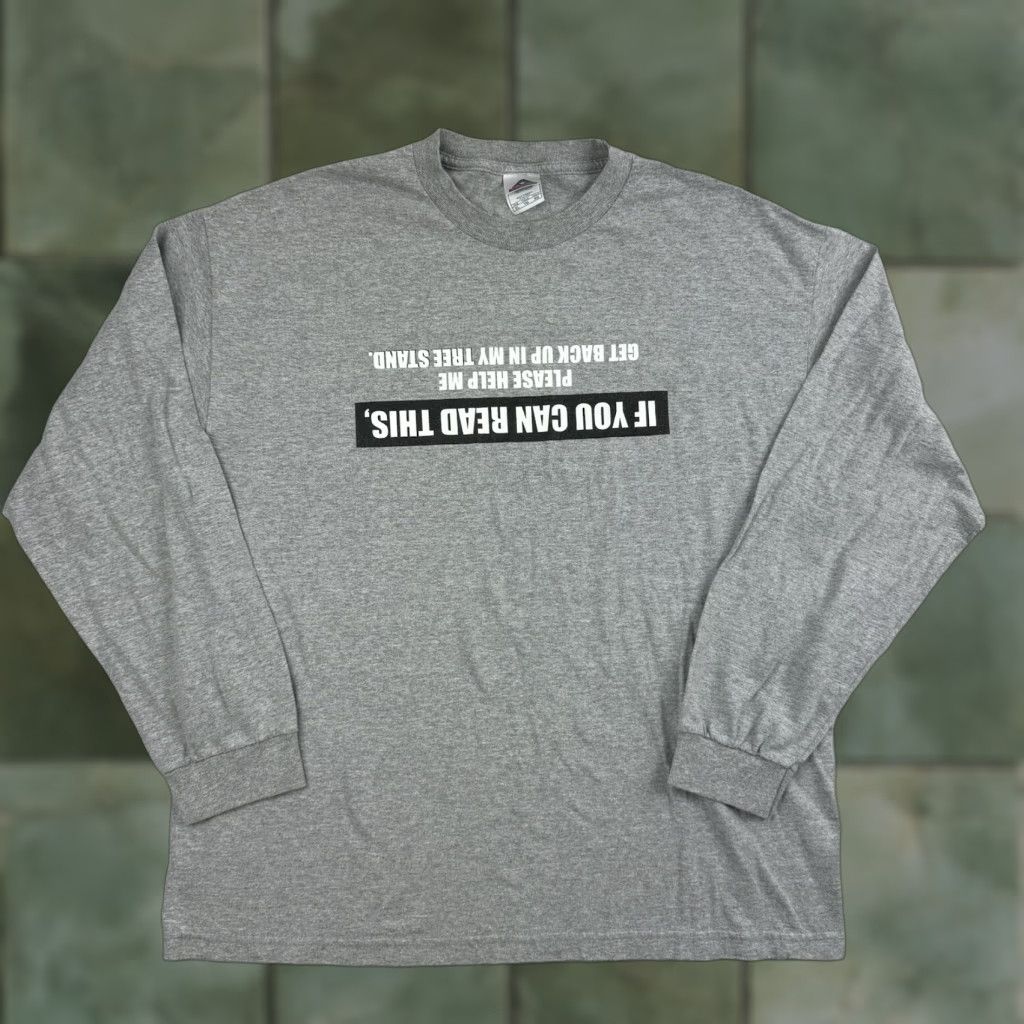 Vintage VINTAGE Funny Hunting T Shirt Adult XL Gray Tree Stand Humor Y2K Long Sleeve Size US XL / EU 56 / 4 - 1 Thumbnail