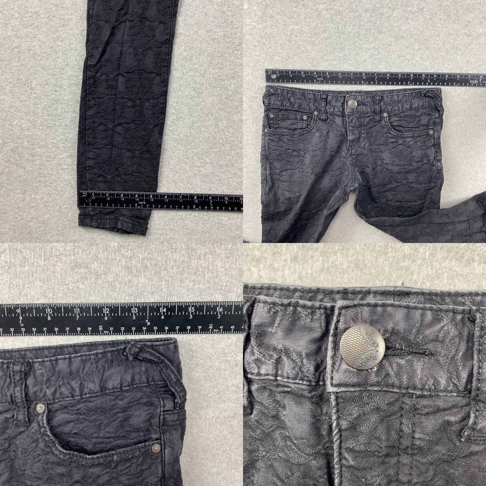 Free People Free People Jeans Womens Skinny Black Embroidered Floral Distressed Stretch 26 Festival Size 26" / US 2 / IT 38 - 8 Thumbnail