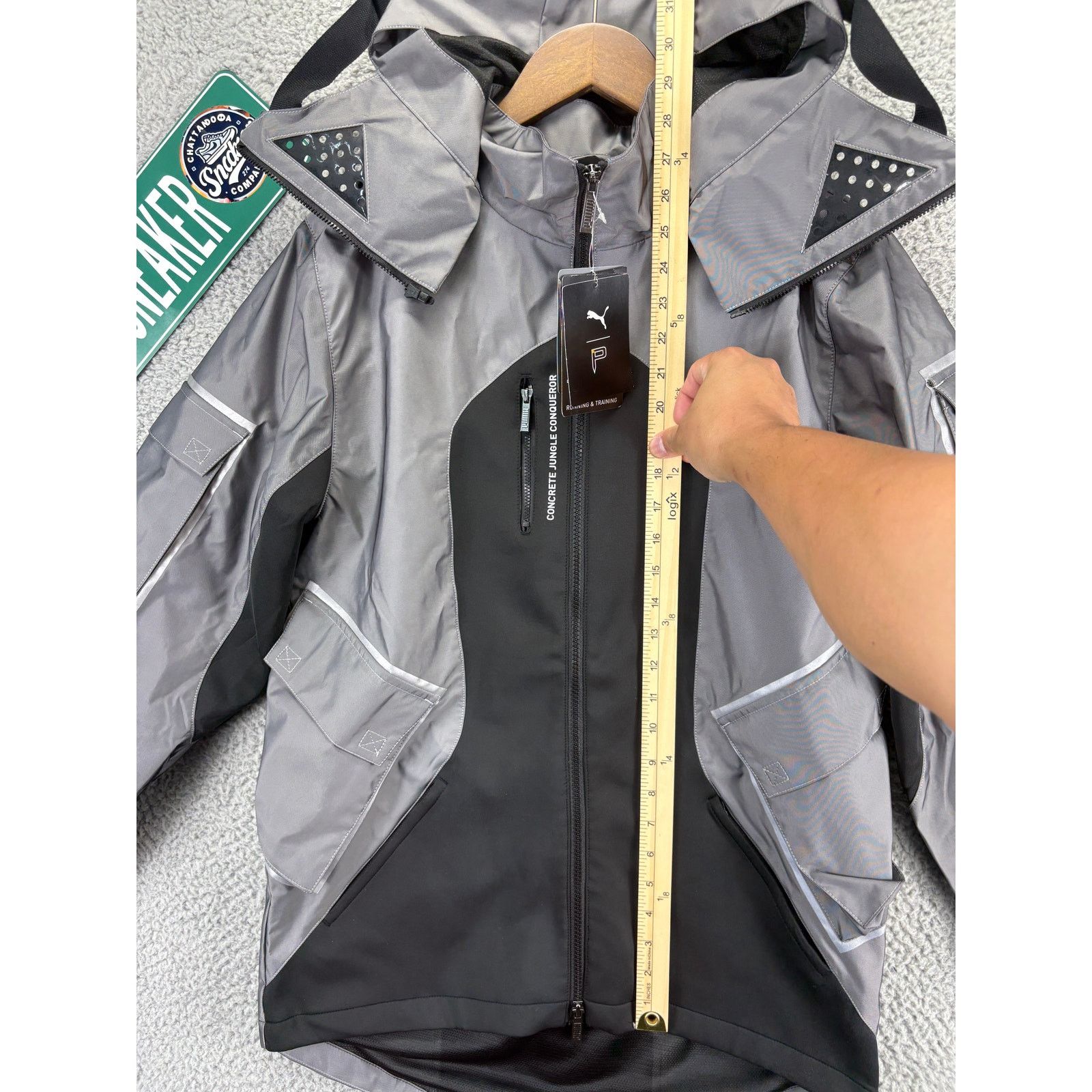 Puma Puma Rain Jacket Men Small Silver Grey Conqr Full Zip Hooded Size US S / EU 44-46 / 1 - 2 Thumbnail