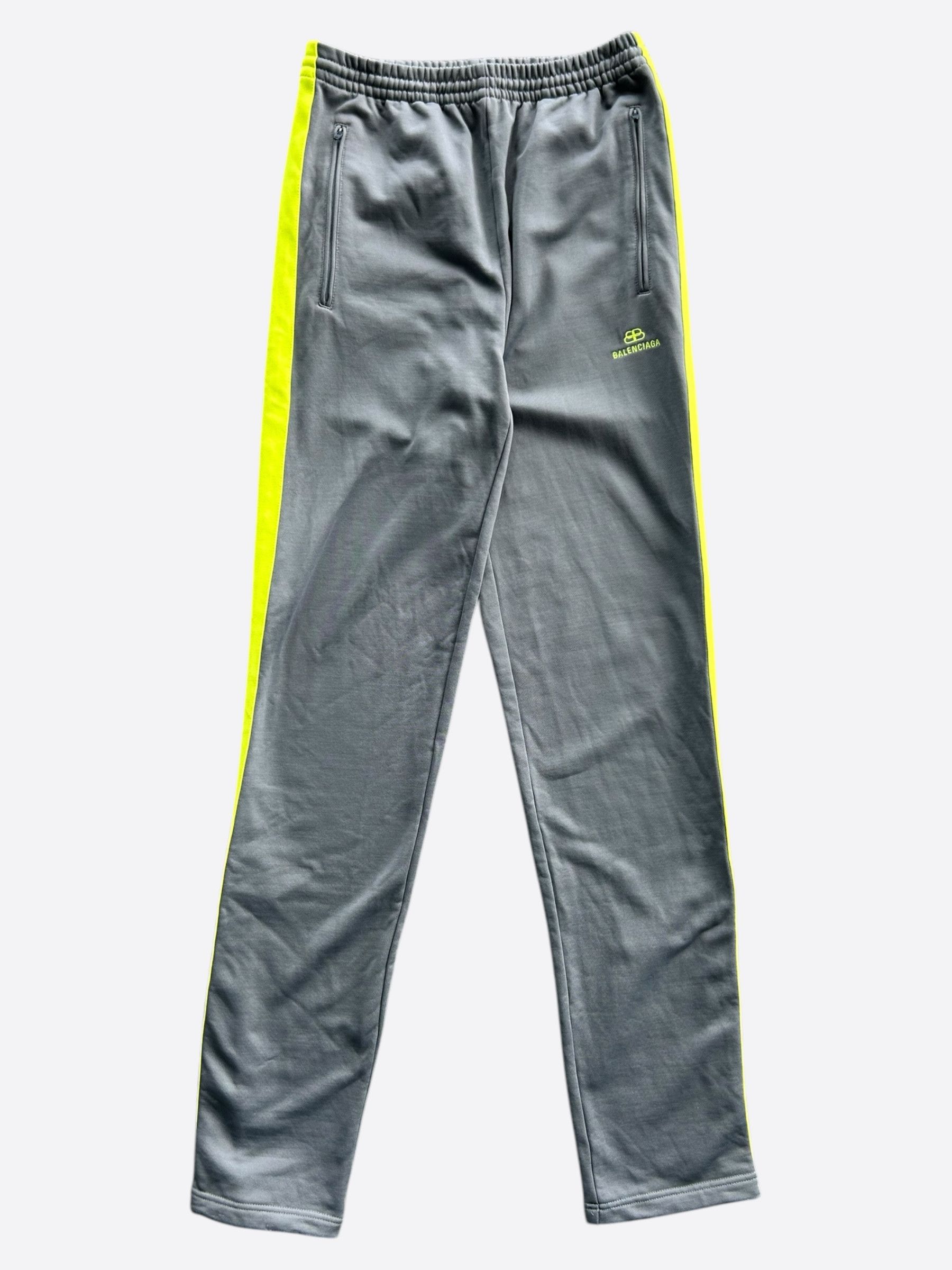 Balenciaga Balenciaga Grey & Yellow Embroidered Logo Trackpants Size US 30 / EU 46 - 1 Thumbnail