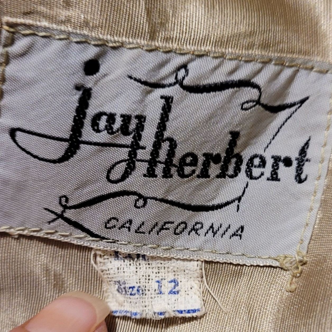 Vintage 50's Jay Herbert Midi Dress Sz S Avocado Brocade Boat Neck O Size S / US 4 / IT 40 - 2 Thumbnail