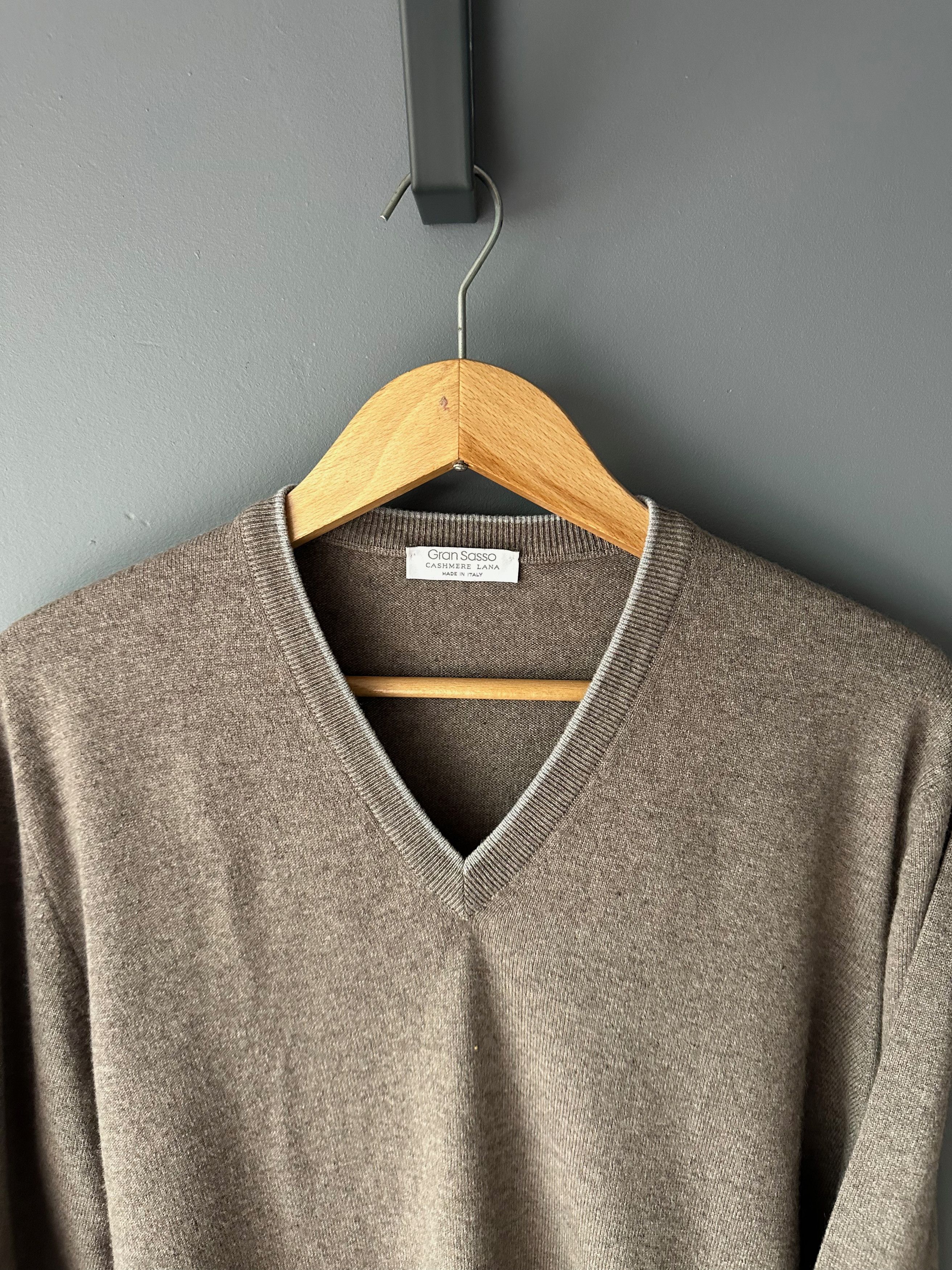 Gran Sasso Gran Sasso Wool Cashmere jumper sweater v neck Size US XL / EU 56 / 4 - 6 Thumbnail