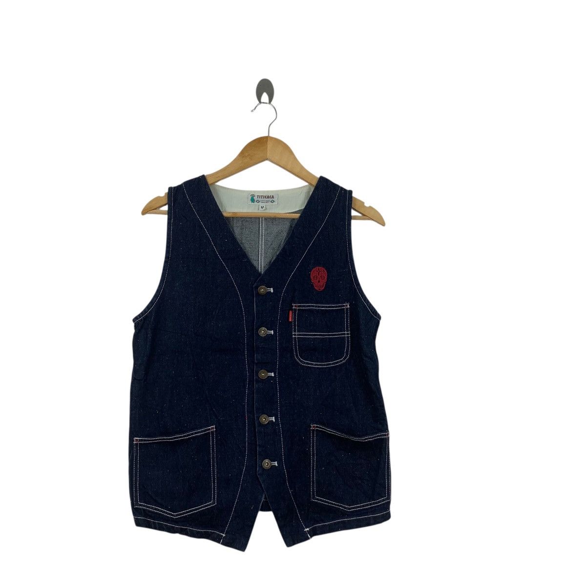 Other TITICACA SKULL BONES Embroidered Denim Jeans Vest Jacket Size M / US 6-8 / IT 42-44 - 3 Thumbnail