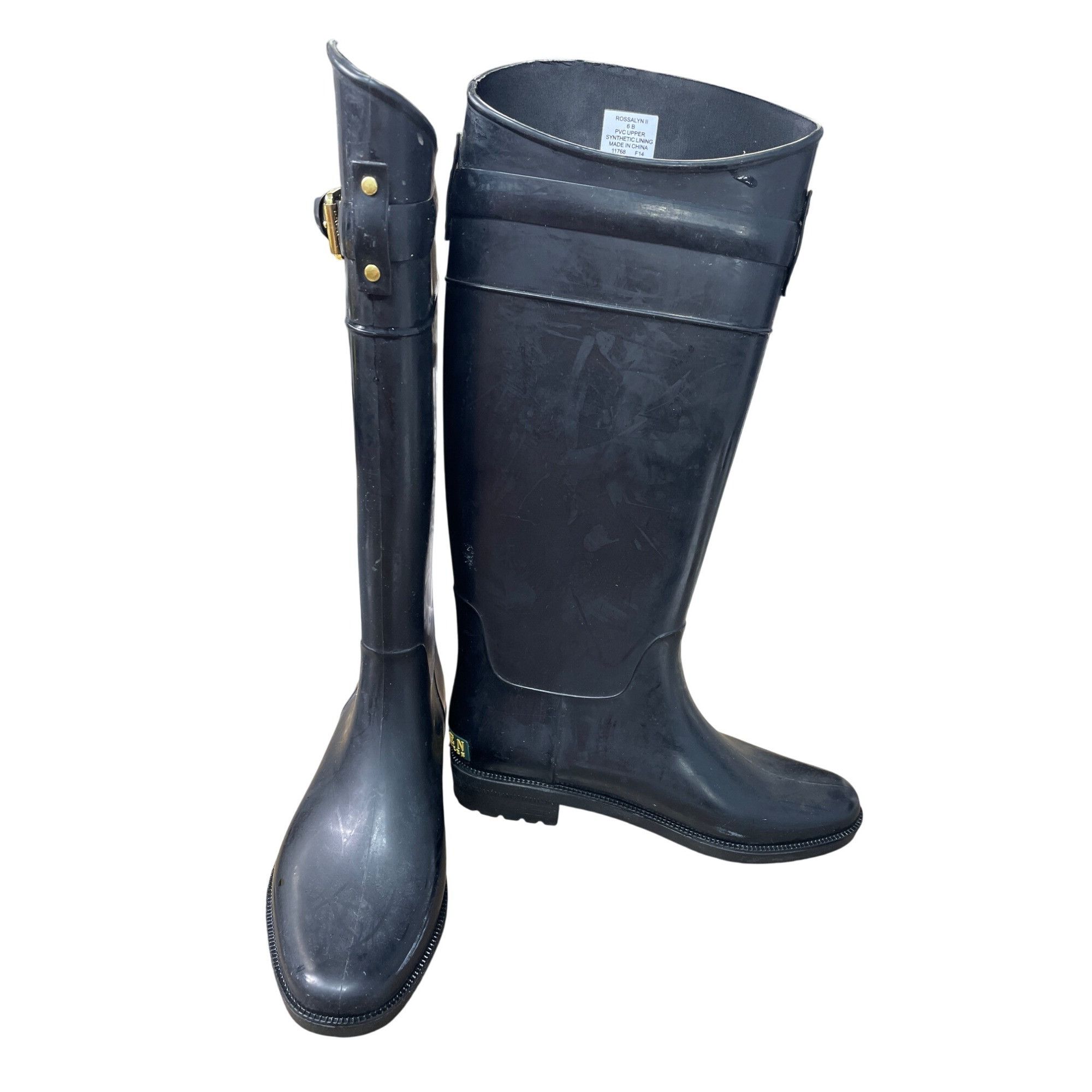 Lauren Ralph Lauren Lauren Ralph Lauren Womens Rossalyn Black Rain Boots Size 6B Size US 6 / IT 36 - 1 Thumbnail