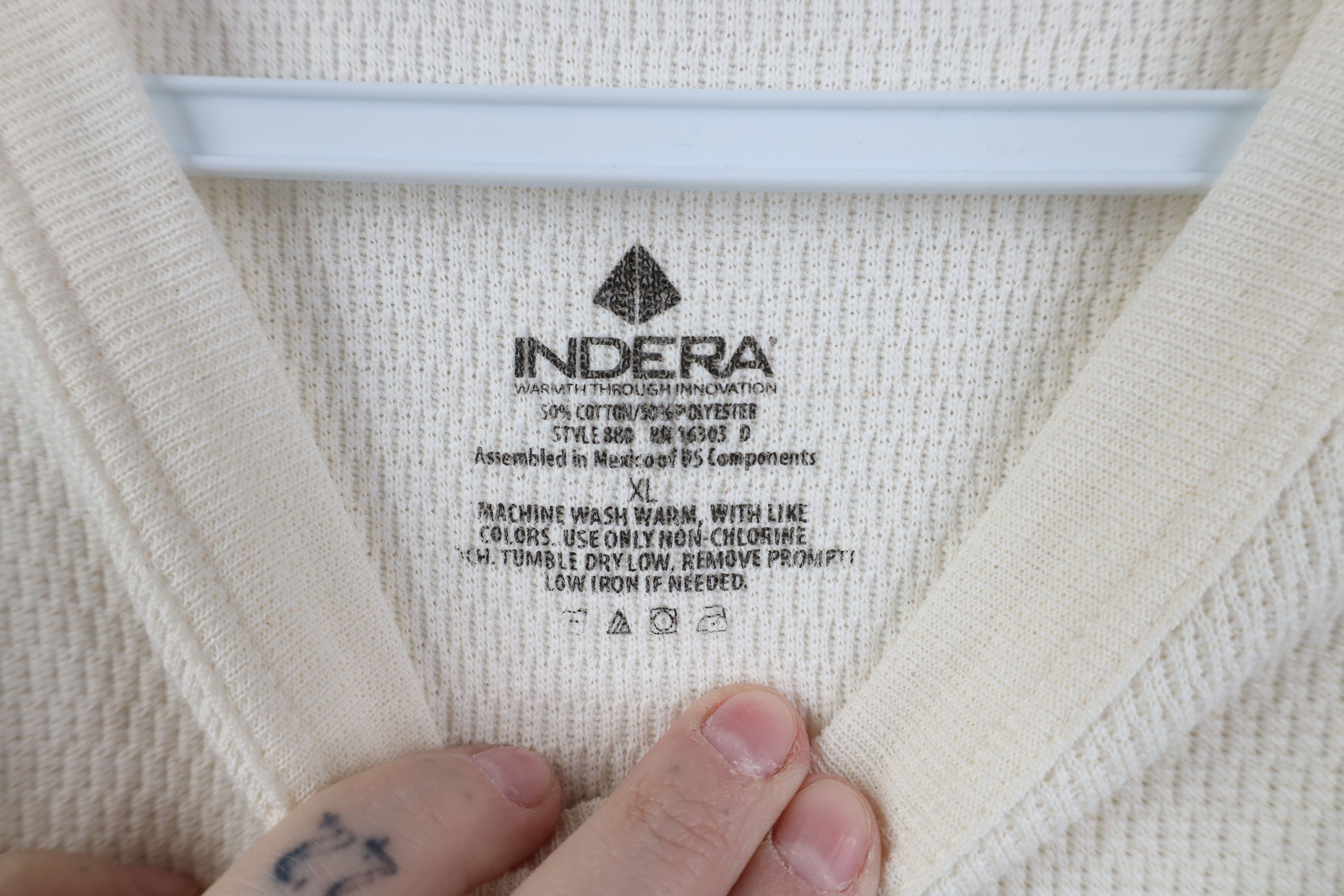 Vintage Vintage Y2K Streetwear Waffle Knit Long Sleeve T-Shirt Cream Size US XL / EU 56 / 4 - 4 Thumbnail