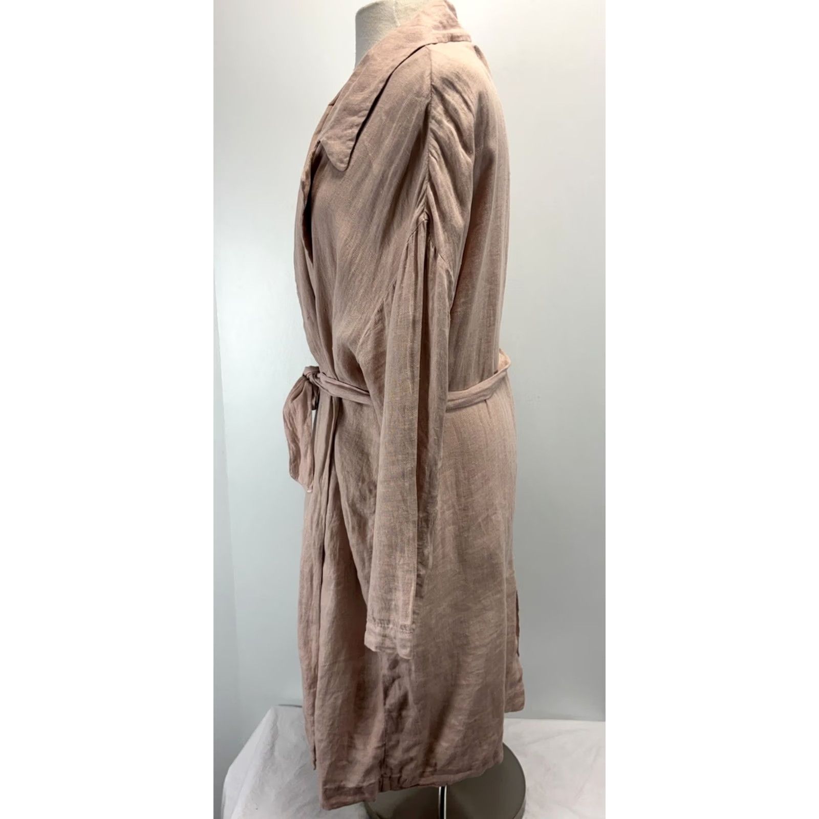 Zara Zara Linen Duster Coat Jacket Women’s L Dusty Pink Belted Lagenlook Minimalist Size L / US 10 / IT 46 - 3 Thumbnail