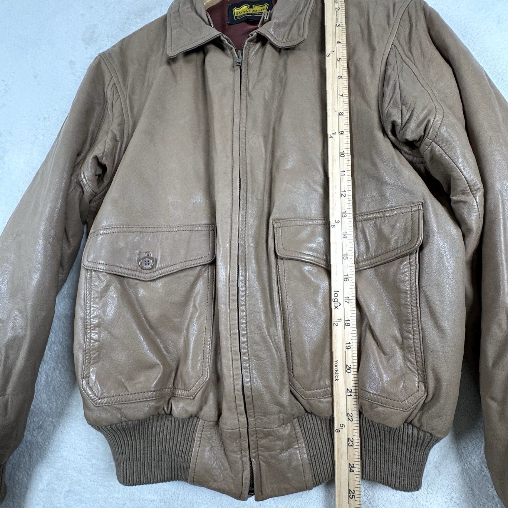 Vintage VINTAGE Patrick James Leather Jacket Mens Jacket Bomber Beig e Tan Brown Sable M Zip Collared Thin? Size US M / EU 48-50 / 2 - 7 Thumbnail