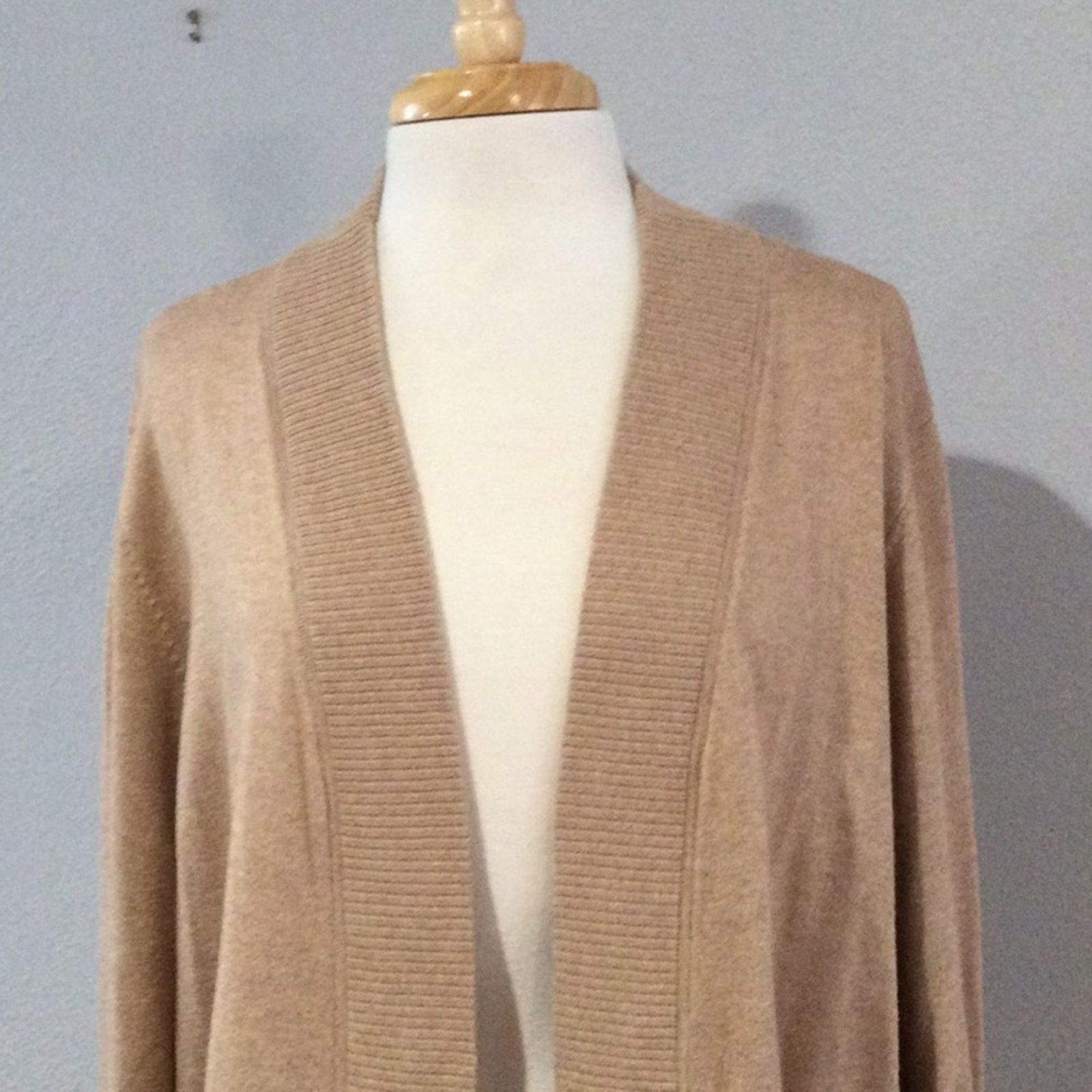 Worthington Worthington Woman Lightweight Tan Open Front Cardigan 4X Size 4XL / US 24-26 - 2 Thumbnail