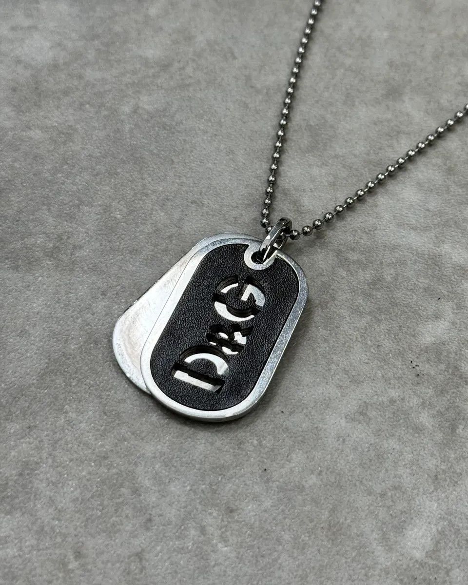 Dolce & Gabbana Dolce & Gabbana Double Black Leather & Silver Dogtag Necklace Size ONE SIZE - 3 Thumbnail