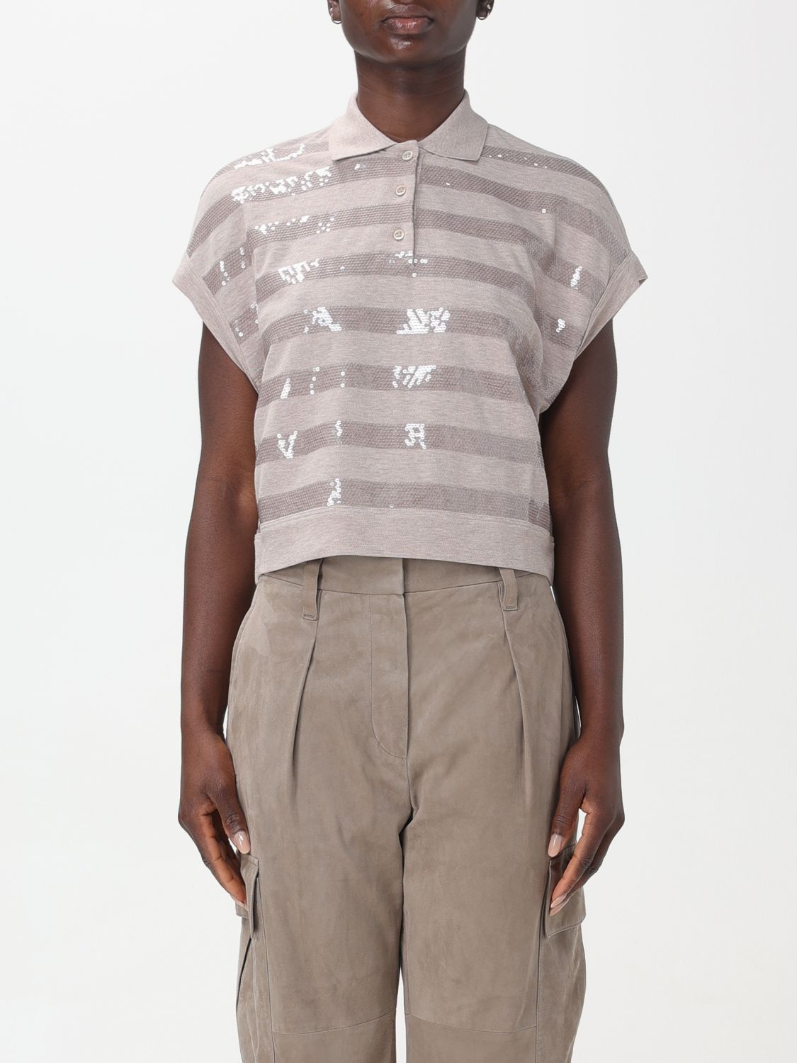 image of Brunello Cucinelli Polo Shirt Woman Beige, Women's (Size XS)