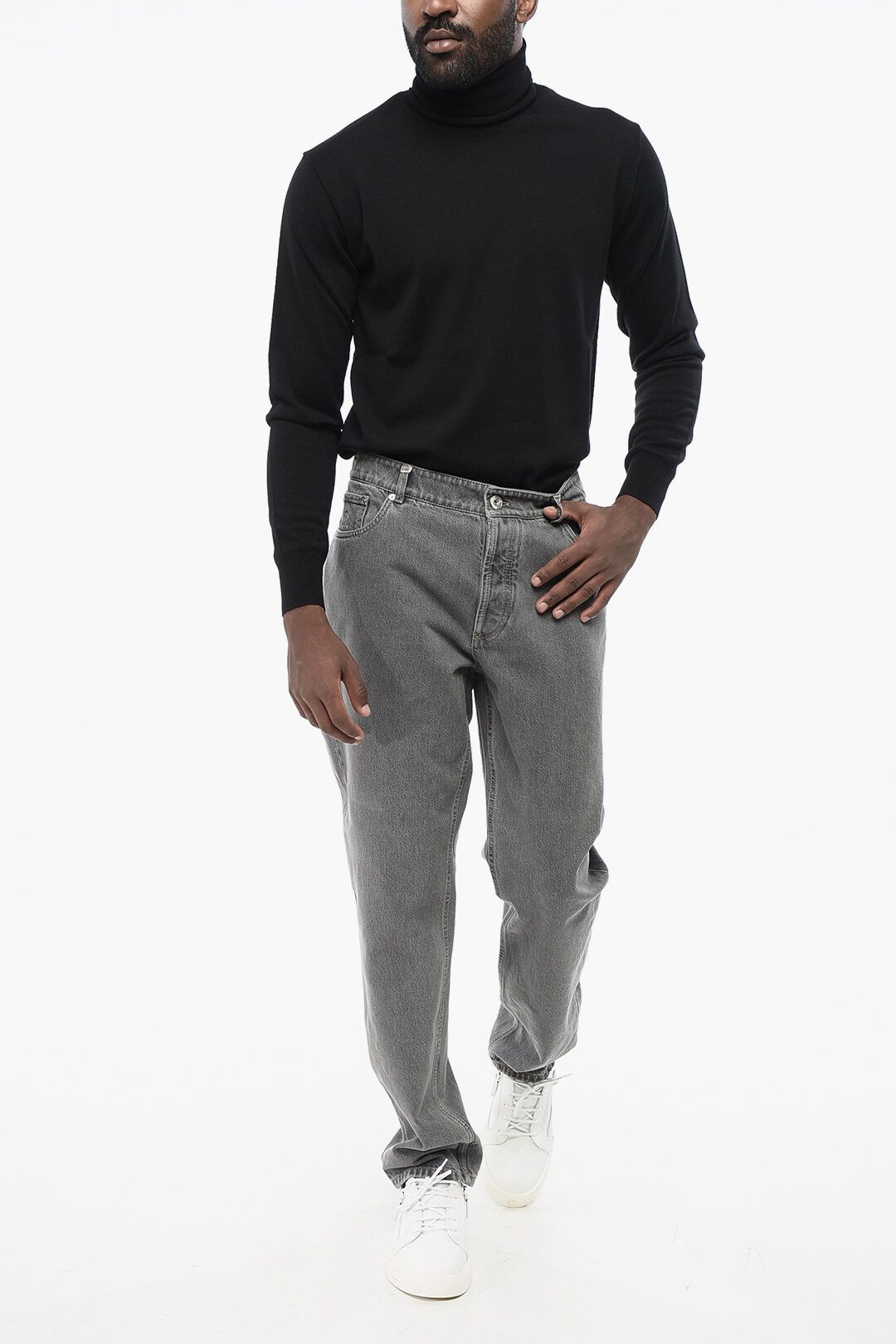 Brunello Cucinelli og1mm0725 Cotton Slim Fit Denim in Grey Size US 40 / EU 56 - 3 Thumbnail