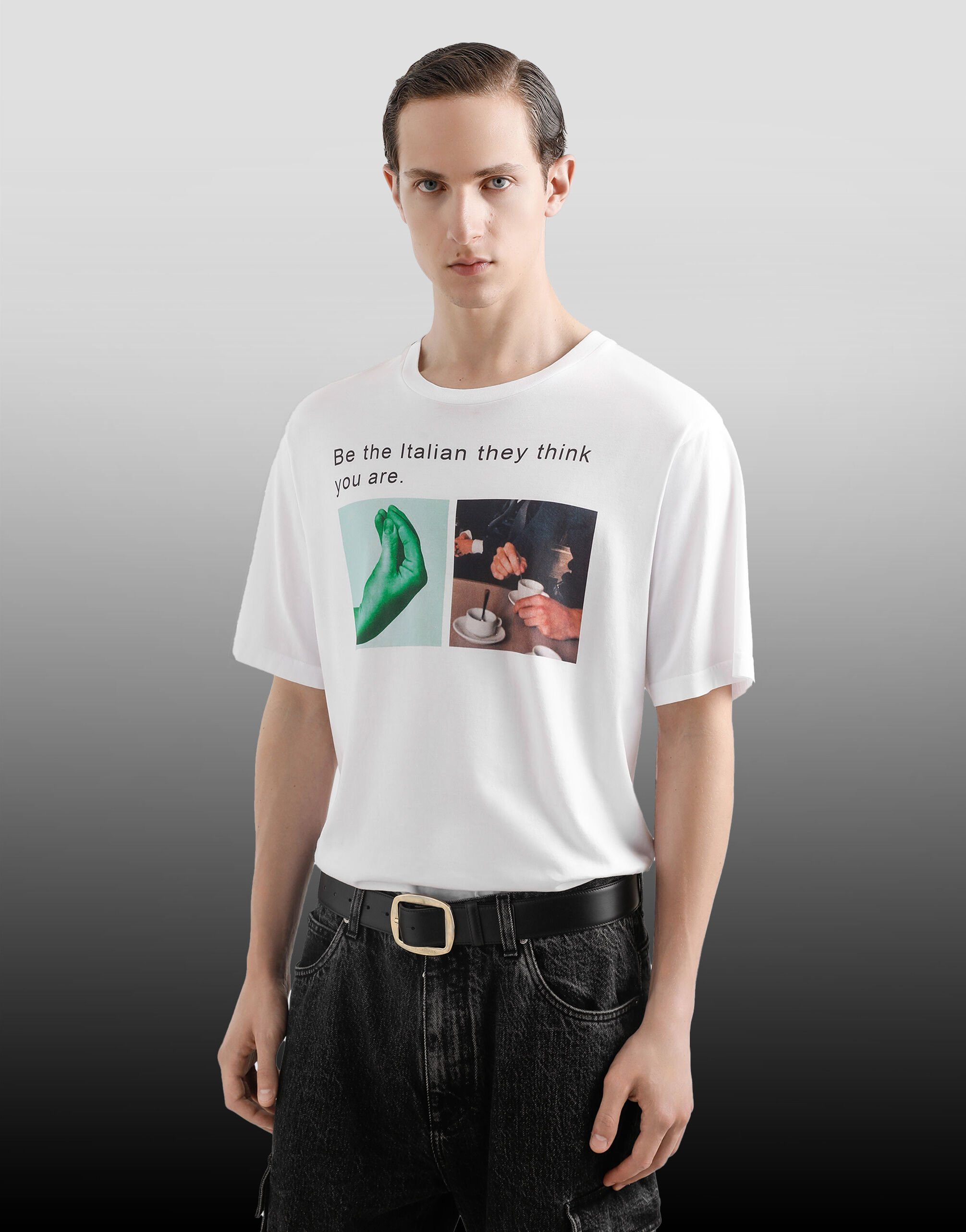 Other Hand & Coffee Print Cotton T-Shirt – Minimalist Graphic Tee Size US M / EU 48-50 / 2 - 1 Thumbnail