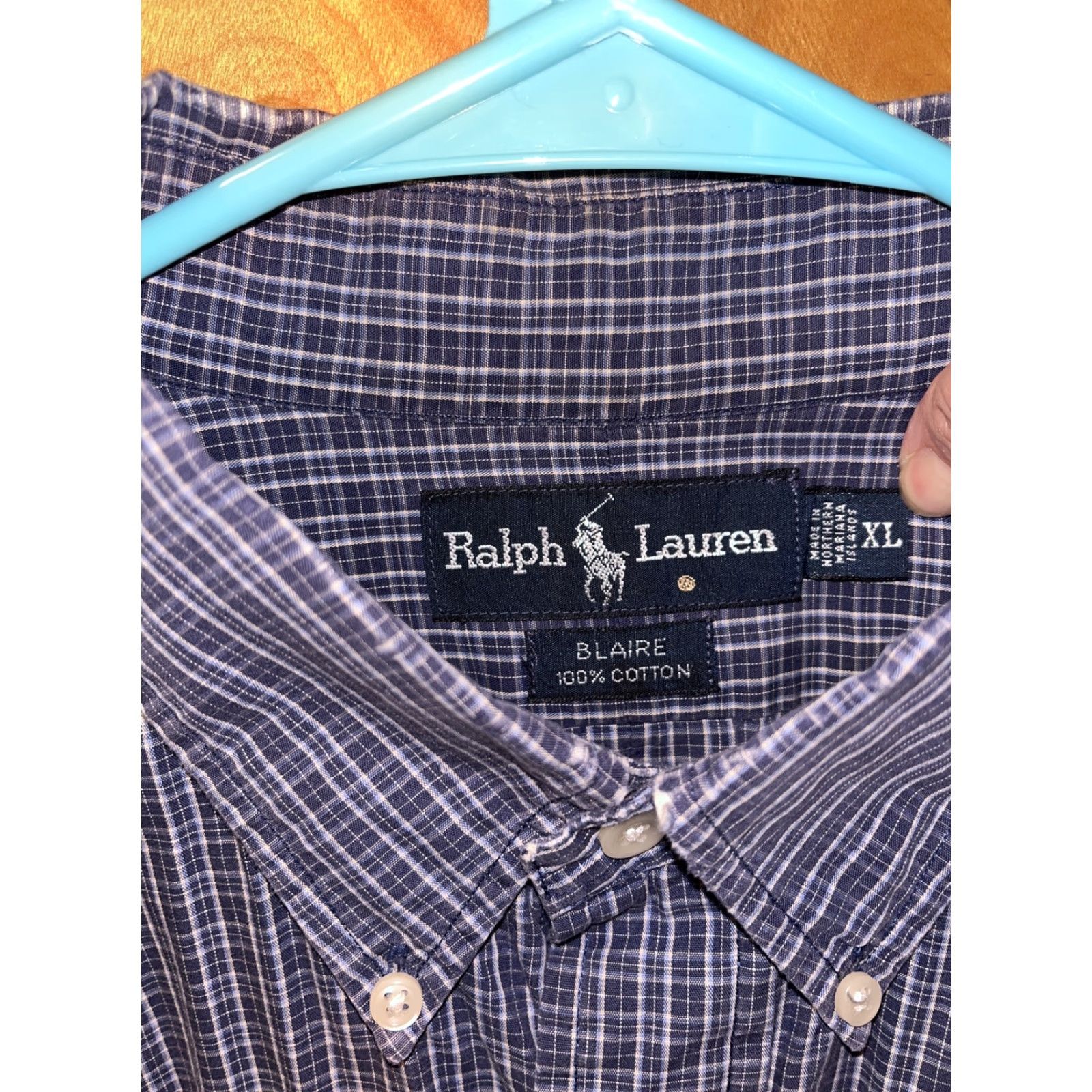 Polo Ralph Lauren Vintage Polo Ralph Lauren Blaire Fit Men's Shirt XL Blue Plaid Button-Down Cotton Casual Business Travel Wedding Mens Size US XL / EU 56 / 4 - 2 Thumbnail