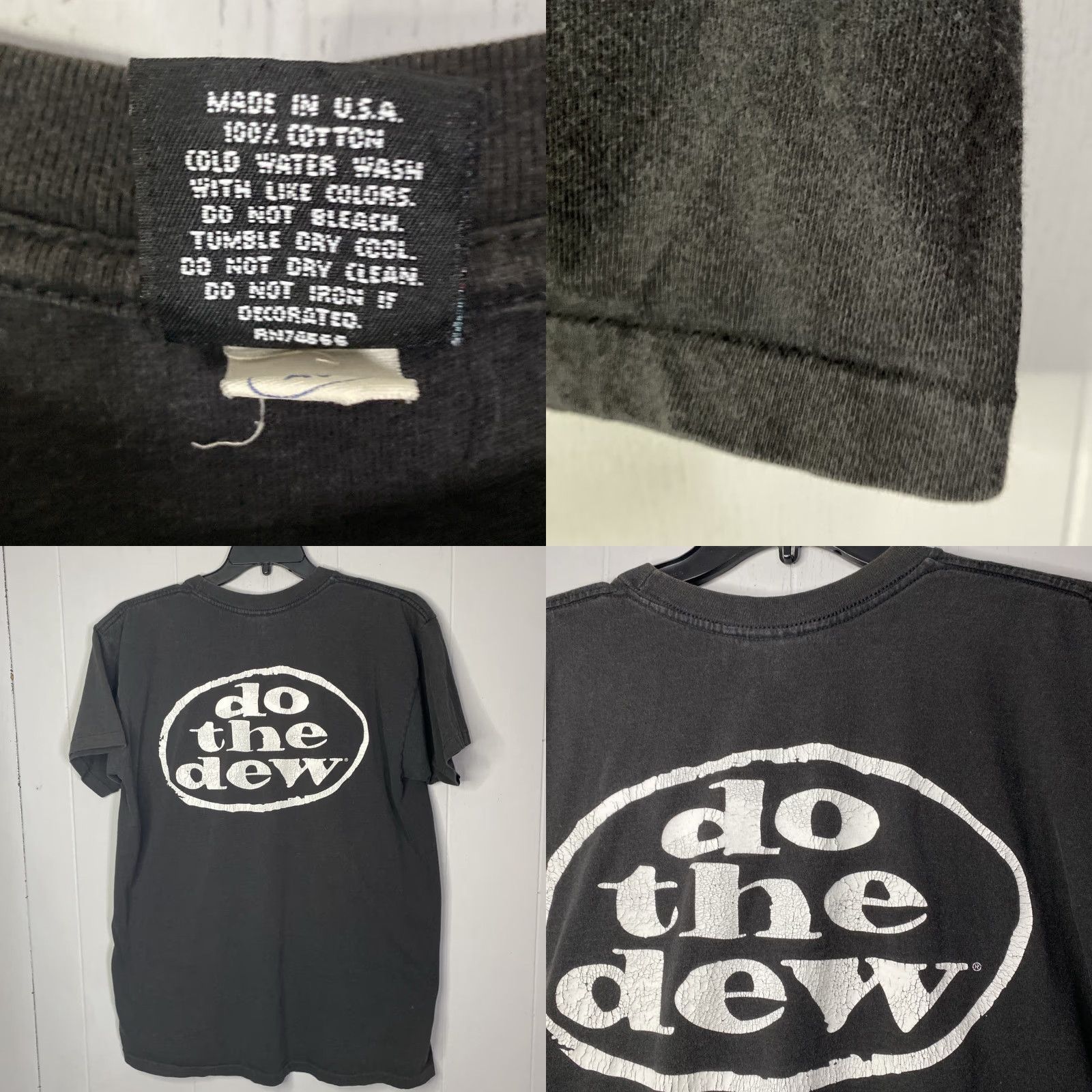 Vintage VINTAGE Mountain Dew T Shirt Single Stitch USA XL 23x30 Black Grunge 90s Mens Size US L / EU 52-54 / 3 - 9 Thumbnail
