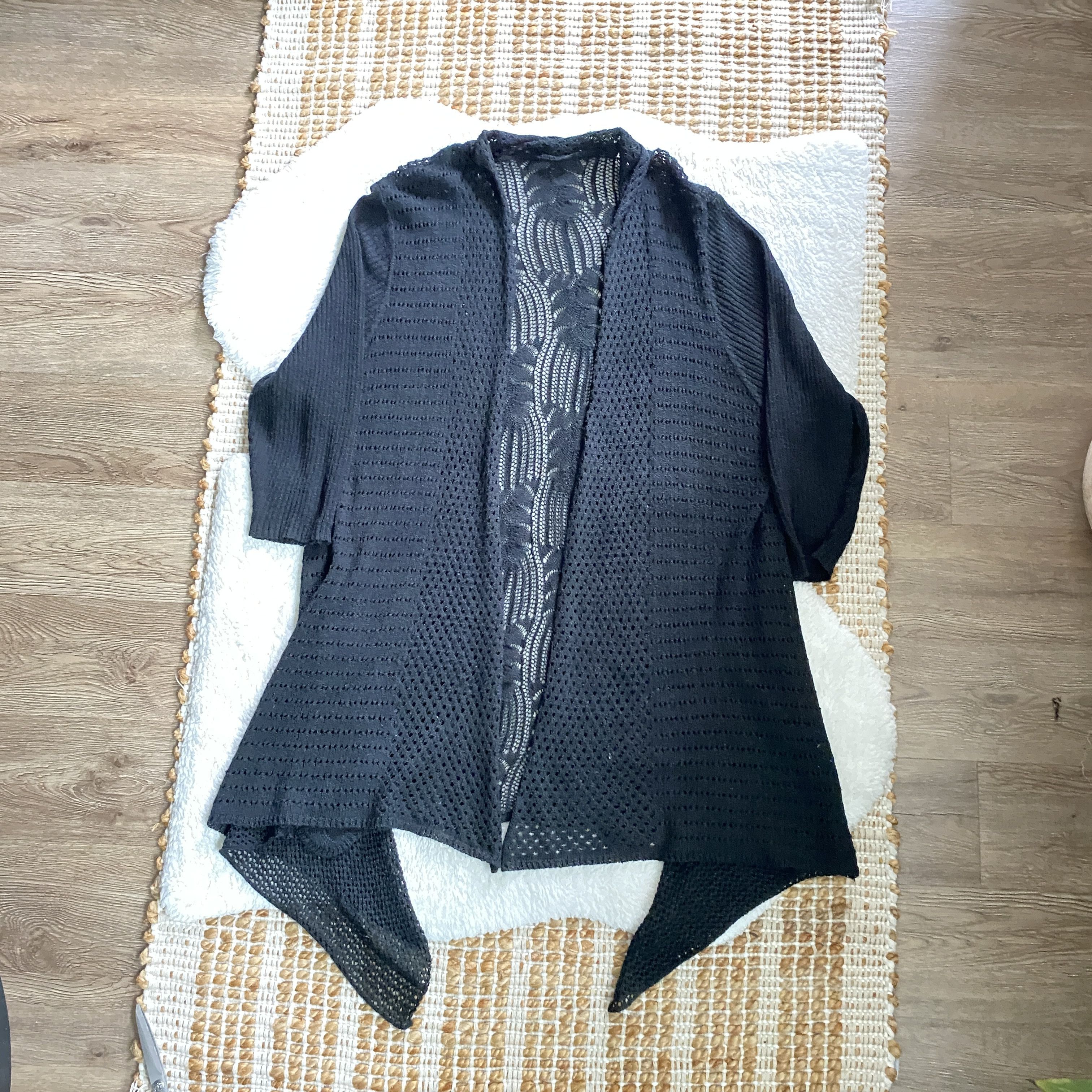 Other Daytrip Black Asymmetrical Open Knit Cardigan – One Size Size ONE SIZE - 9 Thumbnail