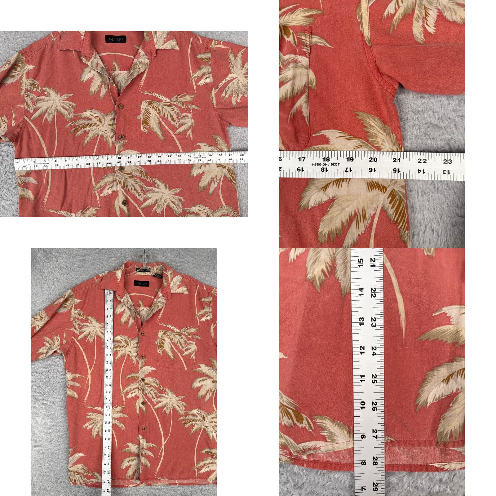 Van Heusen Van Heusen Shirt Adult Small Red Floral Palm Tree Button 100% Silk Hawaiian Size US S / EU 44-46 / 1 - 8 Thumbnail