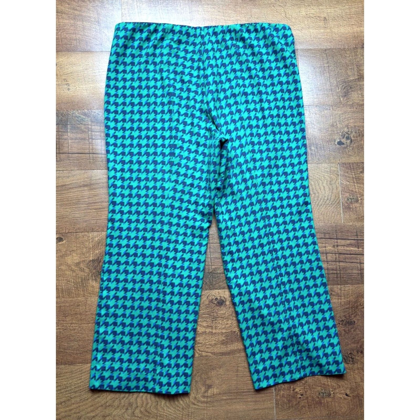 Vintage Maeve Anthropologie The Margot Kick Flare Pants Green Geometric XL Regular Women’s Slim Pink? Size 40" / US 18 - 3 Thumbnail