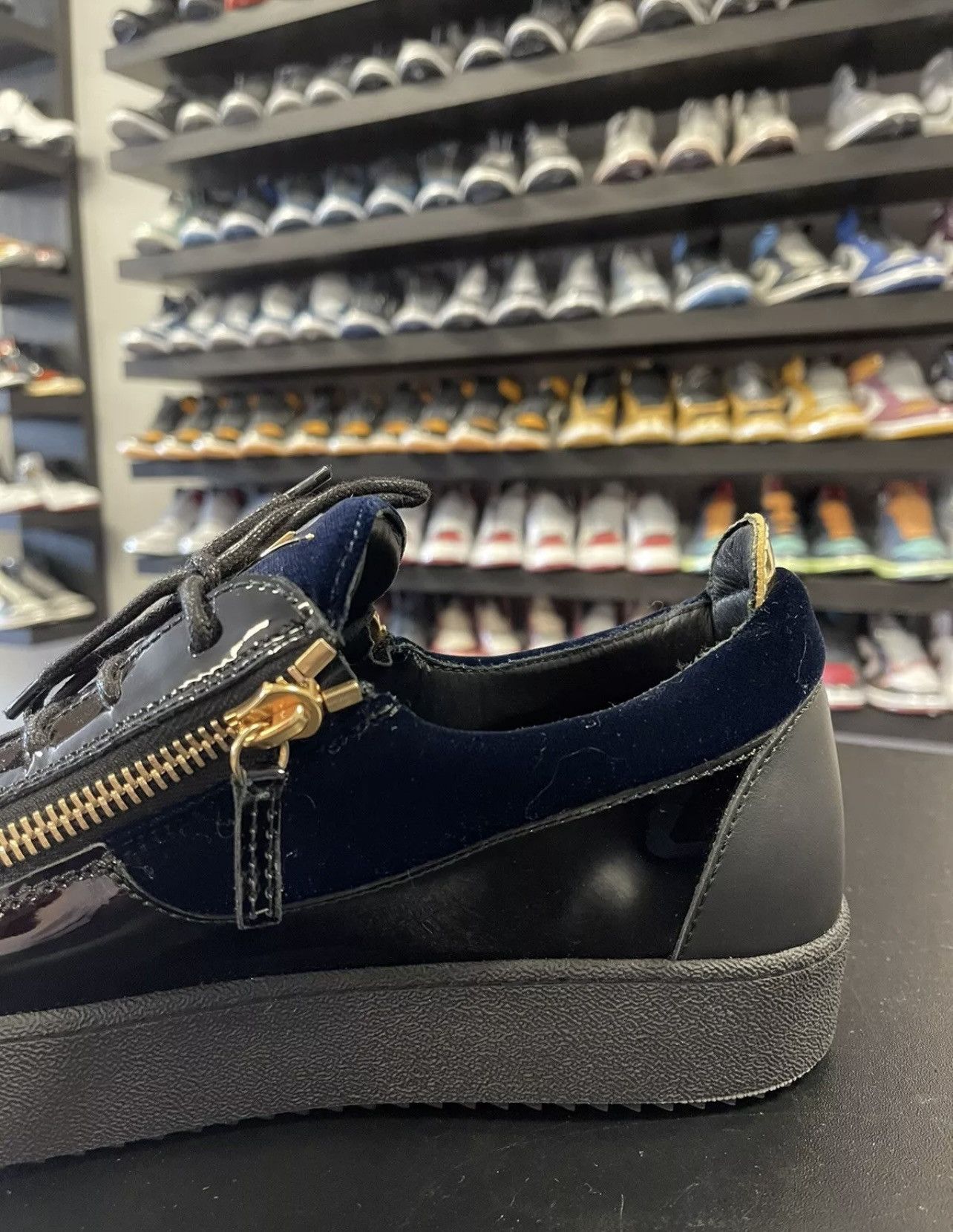 Giuseppe Zanotti Size 12 - Giuseppe Zanotti Men’s Frankie" Blue Velvet Black Size US 12 / EU 45 - 8 Thumbnail