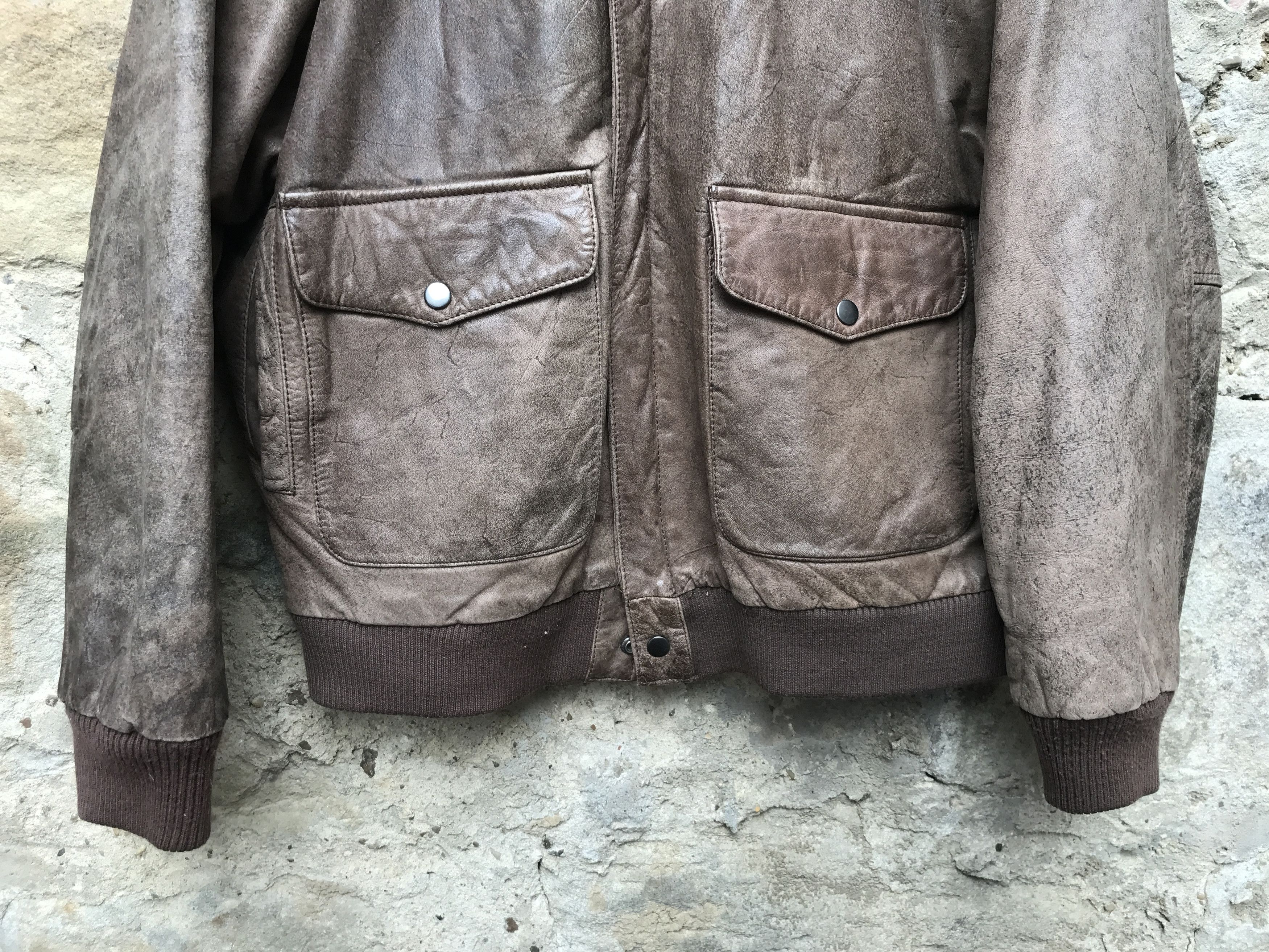 Vintage Vintage 90s Oversized Brown Distressed Leather Jacket Size US XXL / EU 58 / 5 - 3 Thumbnail