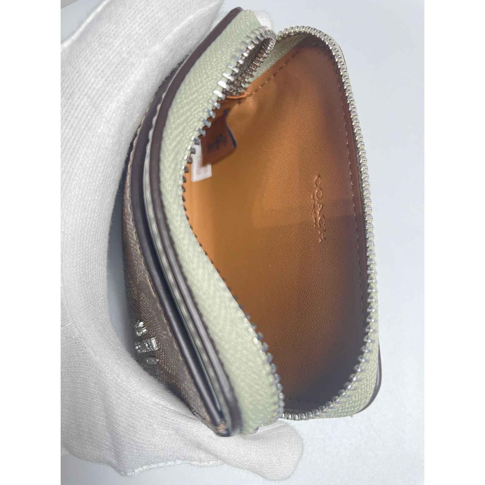 Coach Coach Zip Card Case In Signature Canvas Silver/Khaki/Light Size ONE SIZE - 4 Thumbnail