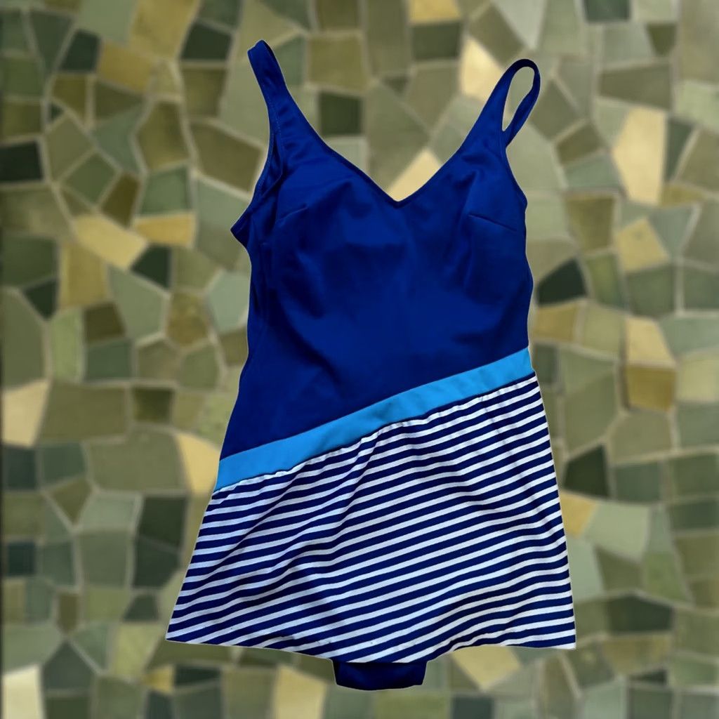 Vintage VINTAGE SEA B ORIGINALS Swimsuit One-Piece Striped Panel fits 8 tag 12 70s Classic Swimsuit Women Mens Accessory Size ONE SIZE - 1 Thumbnail