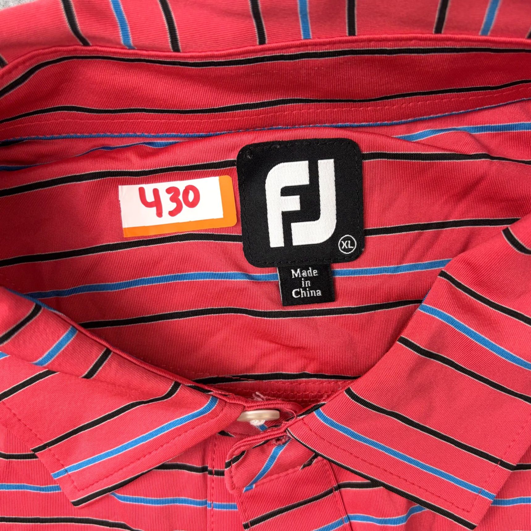 Footjoy FootJoy Polo Shirt Mens XL Red Stripe Short Sleeve Logo Embroidered Golf Performance Size US XL / EU 56 / 4 - 5 Thumbnail