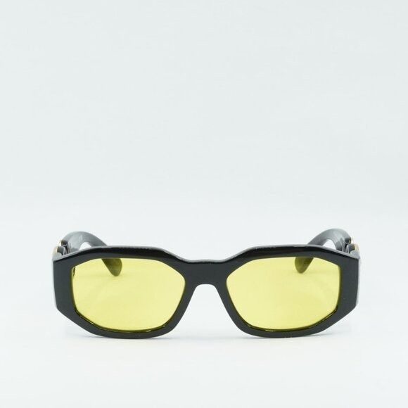 Versace Versace VE4361 GB1/85 Sunglasses Solid Black Oval Frame Size ONE SIZE - 2 Thumbnail