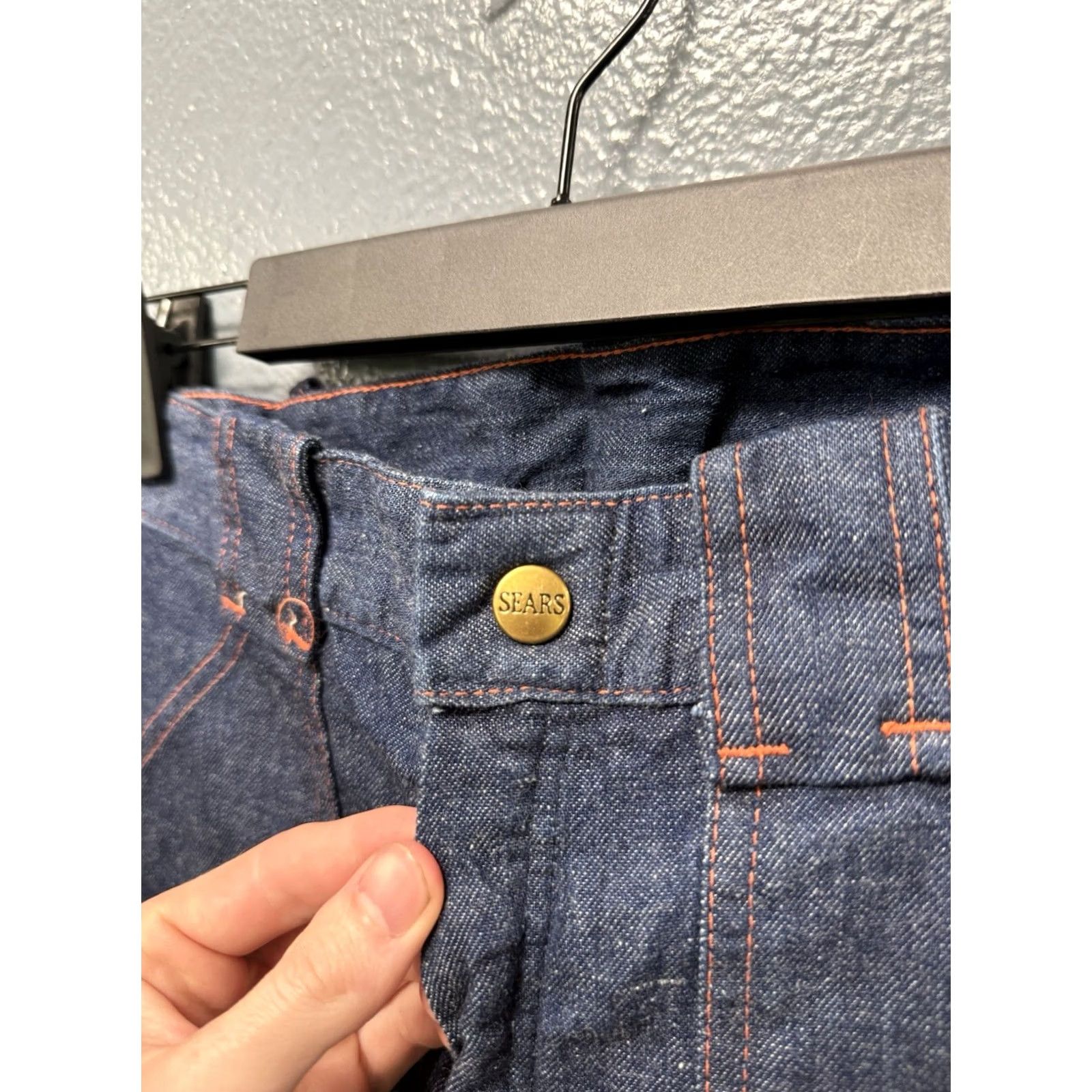 Sears VINTAGE Sears Sanforized Denim Dark Cotton Men’s Carpenter Pants Sz 28/30 zip 1960s Blue Mens Size US 30 / EU 46 - 2 Thumbnail