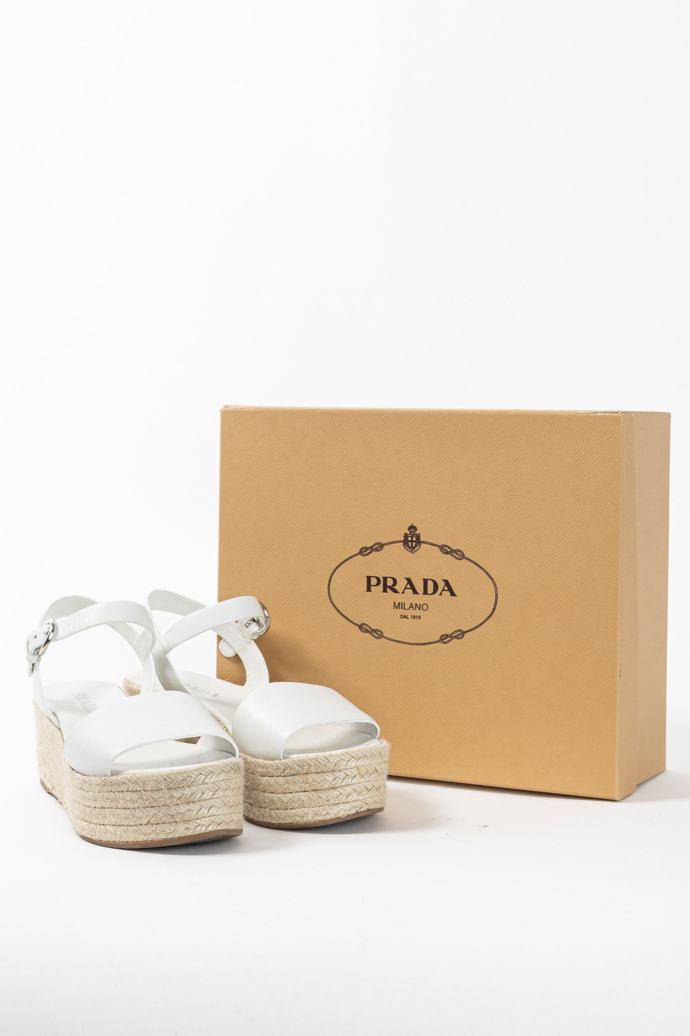 Prada Prada Vitello Montana Leather Espadrille Wedge Sandals Size US 9 / IT 39 - 10 Thumbnail