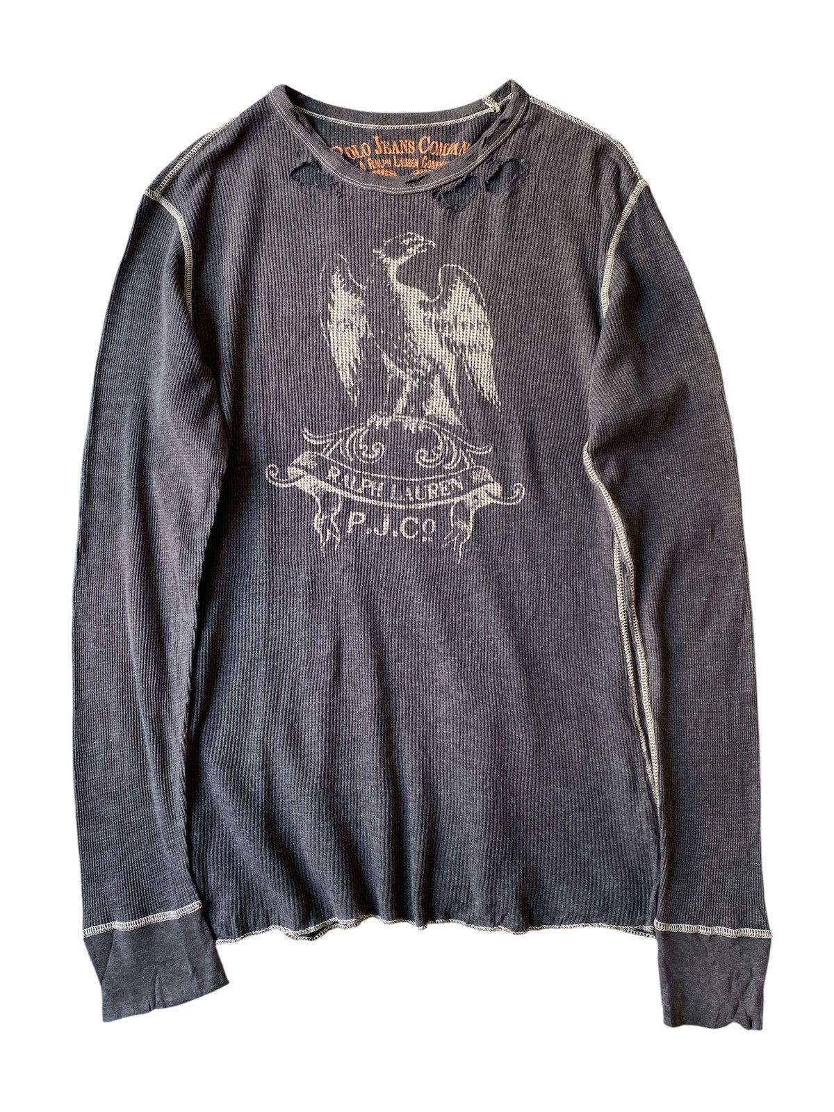 Polo Ralph Lauren Polo Ralph Lauren Distressed Faded Long Sleeve Thermal Shirt Size US M / EU 48-50 / 2 - 1 Thumbnail
