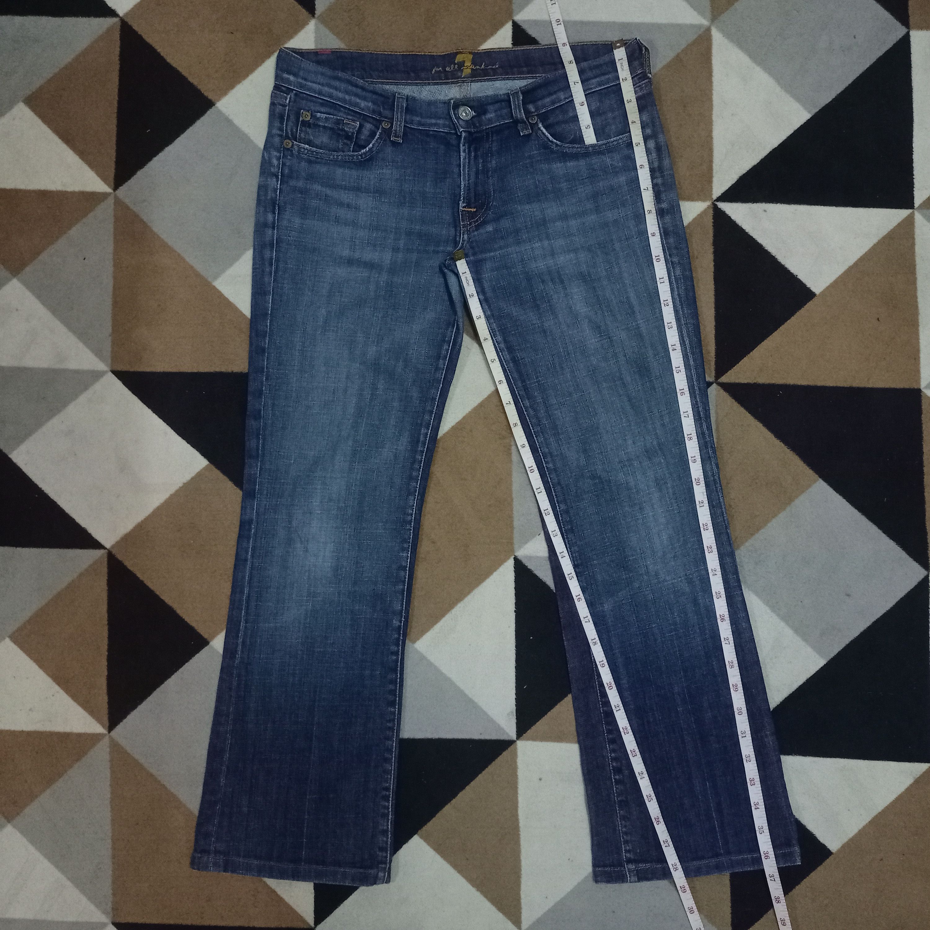7 For All Mankind Vintage USA 7 For All Mankind Blue Wash Distress Flare Jeans Size 32" / US 10 / IT 46 - 9 Thumbnail