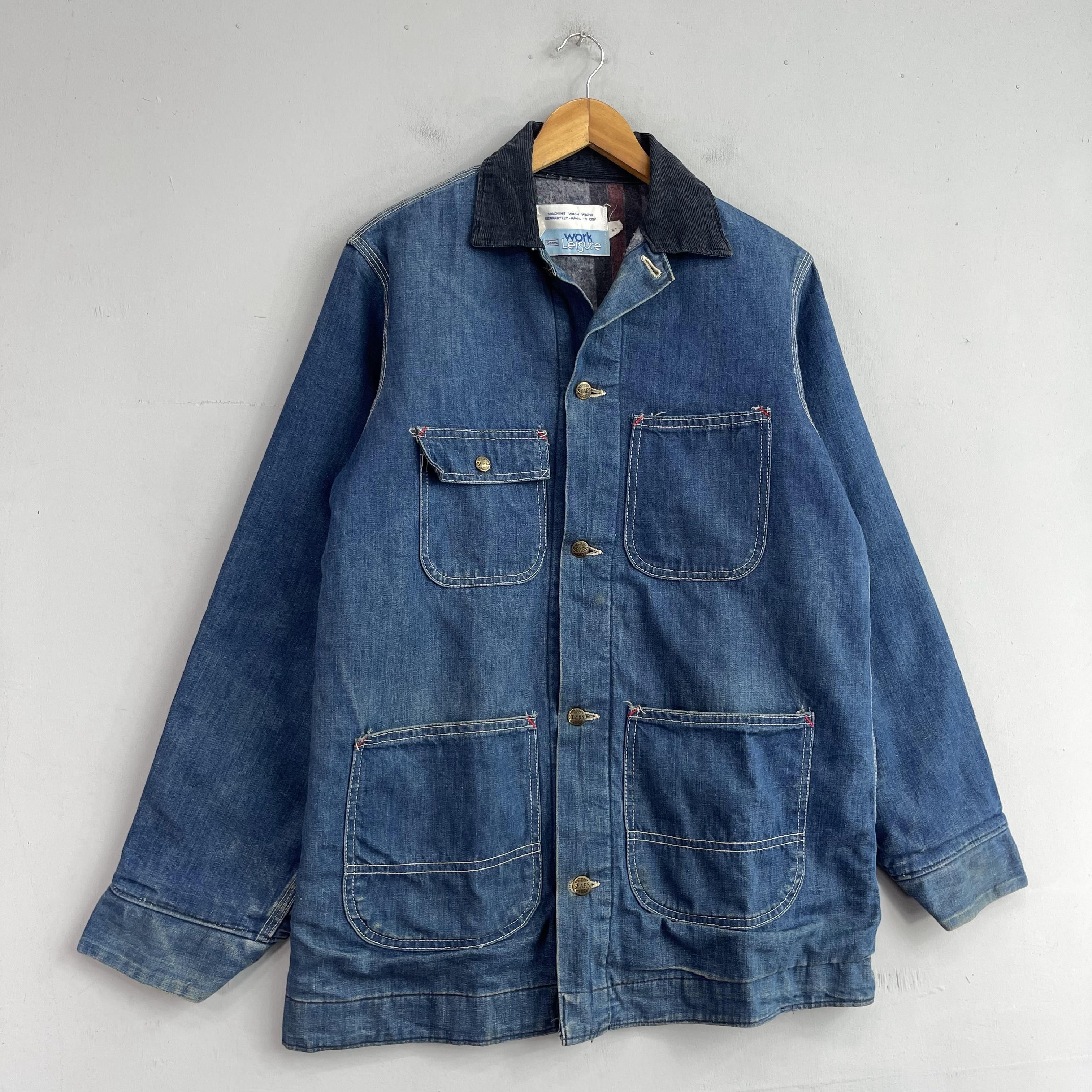 Sears Vintage 80's SEARS Chore Blanket Lined Denim Workers Jacket Size US M / EU 48-50 / 2 - 4 Thumbnail