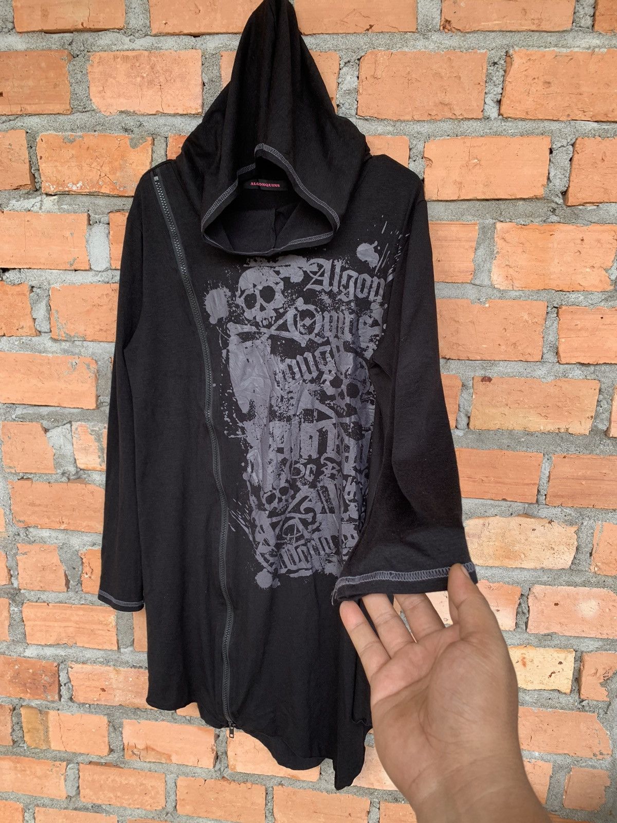If Six Was Nine Algonquins poem punk skull asymmetrical zip pullover hoodie Size US M / EU 48-50 / 2 - 2 Thumbnail
