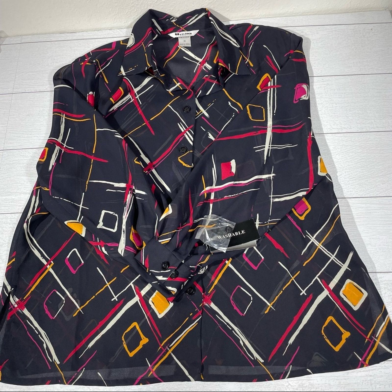 Other NYGARD COLLECTIONS PETITES Black Abstract Print Sz 14 Shirt Size XL / US 12-14 / IT 48-50 - 1 Thumbnail