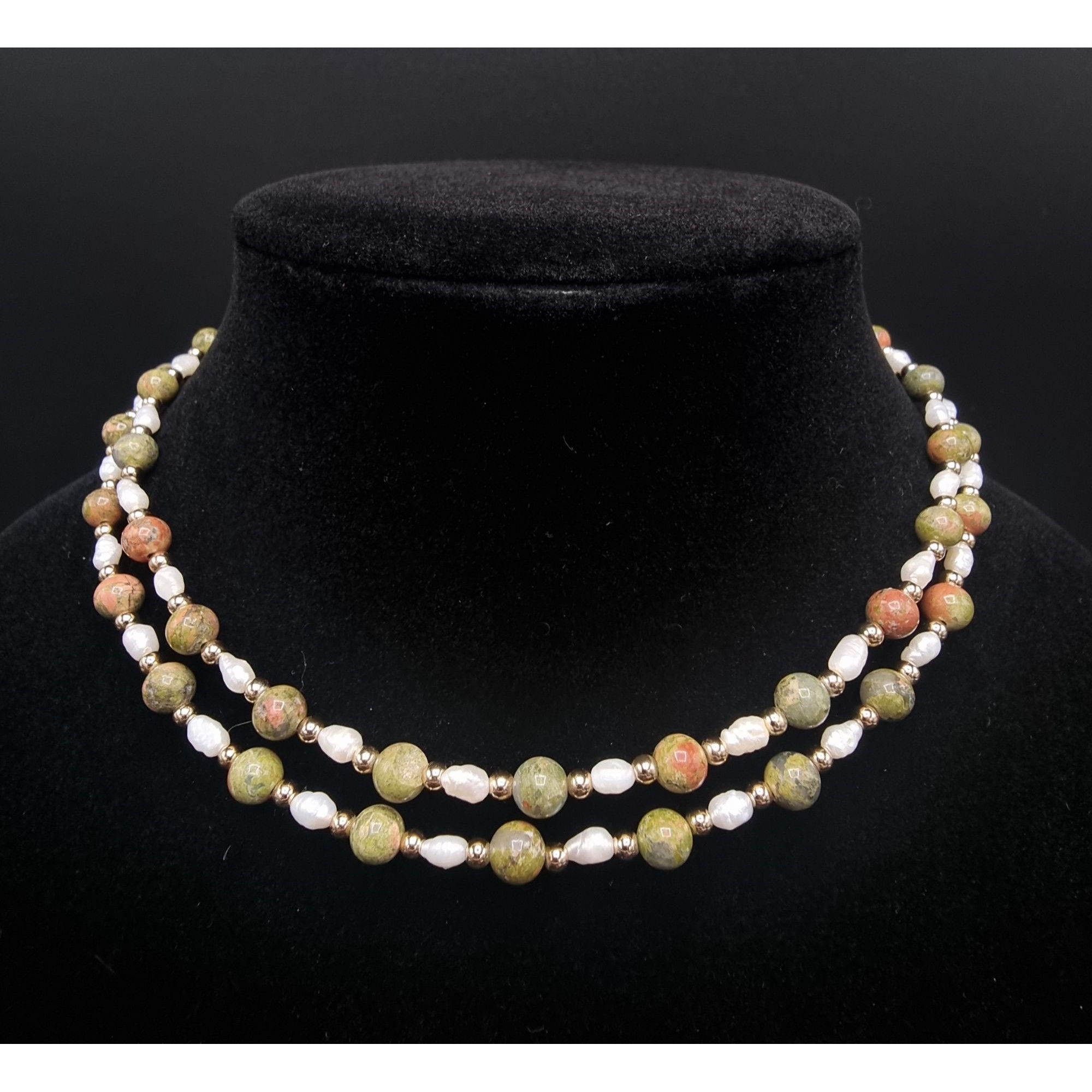 Vintage Vintage Unakite Jasper & Pearl Long Necklace Size ONE SIZE - 8 Thumbnail