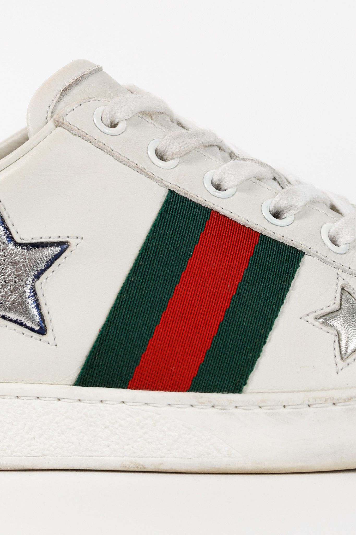 Gucci Gucci Ace Stars White Leather Low-Top Sneakers Size US 8 / IT 38 - 7 Thumbnail