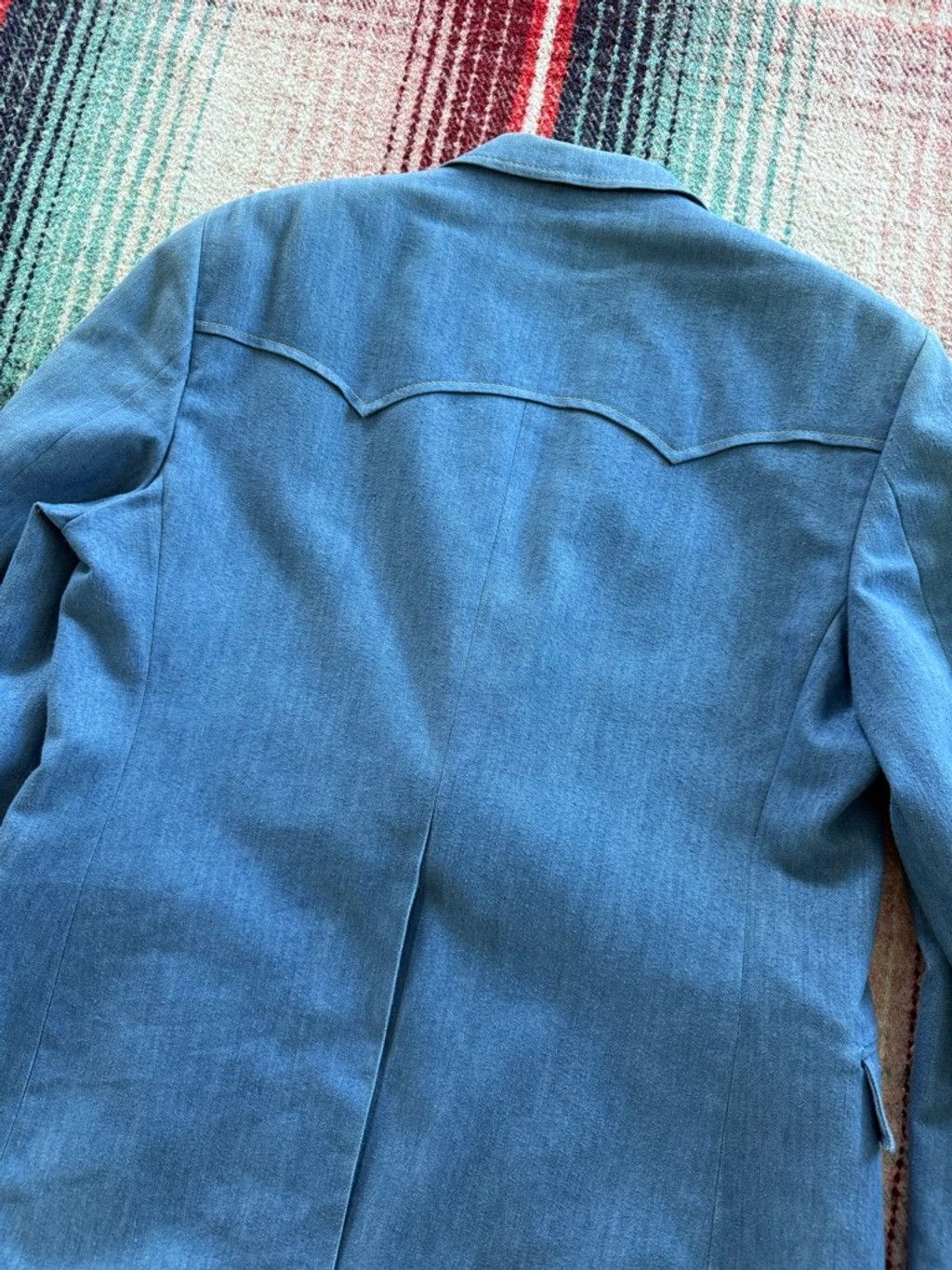 Vintage 80s Montgomery Ward Chambray Western Blazer 43R Size 44R - 5 Thumbnail