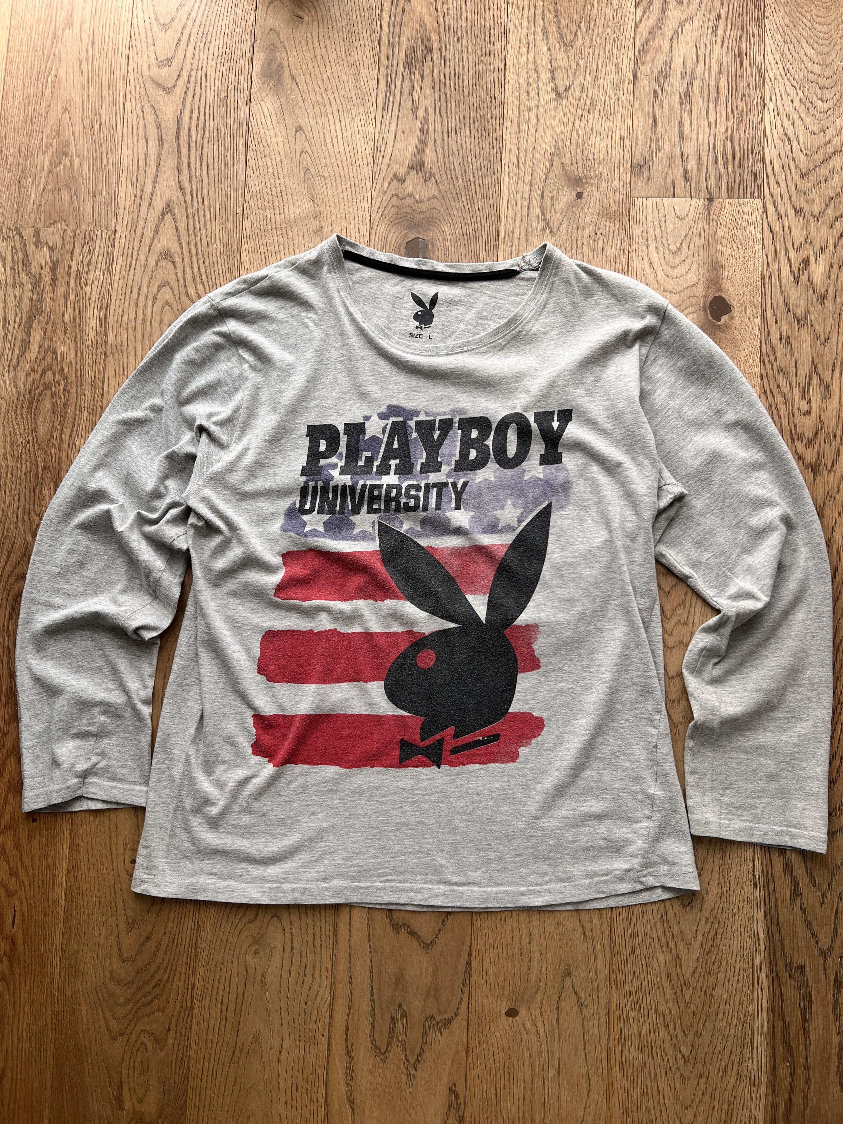 Playboy Indie sleaze Y2K Playboy USA longsleeve t shirt printed flag Size US L / EU 52-54 / 3 - 5 Thumbnail