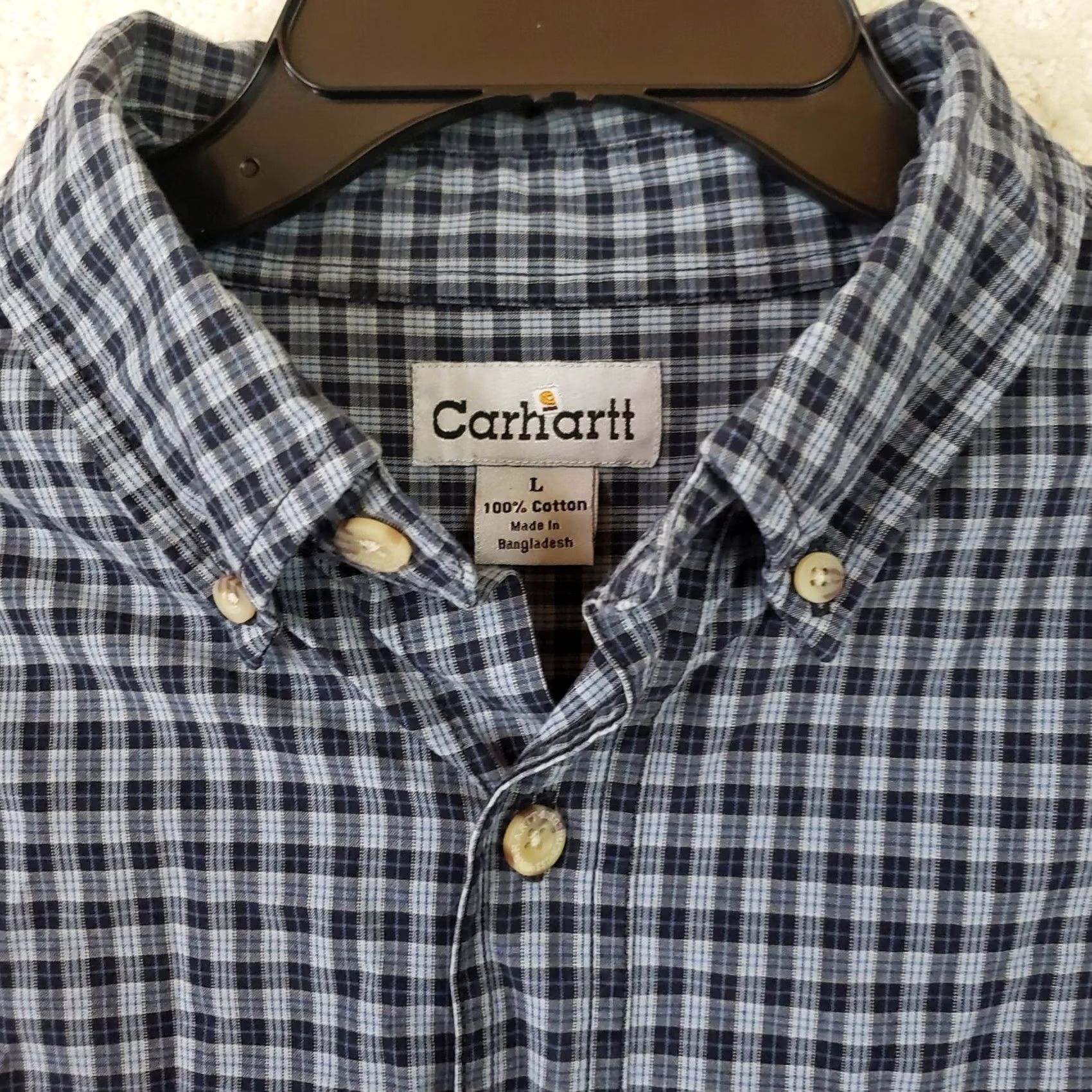 Carhartt Carhartt Work Shirt Relaxed Fit Men's L Blue Plaid Long Sleeve Button Front Size US L / EU 52-54 / 3 - 4 Thumbnail