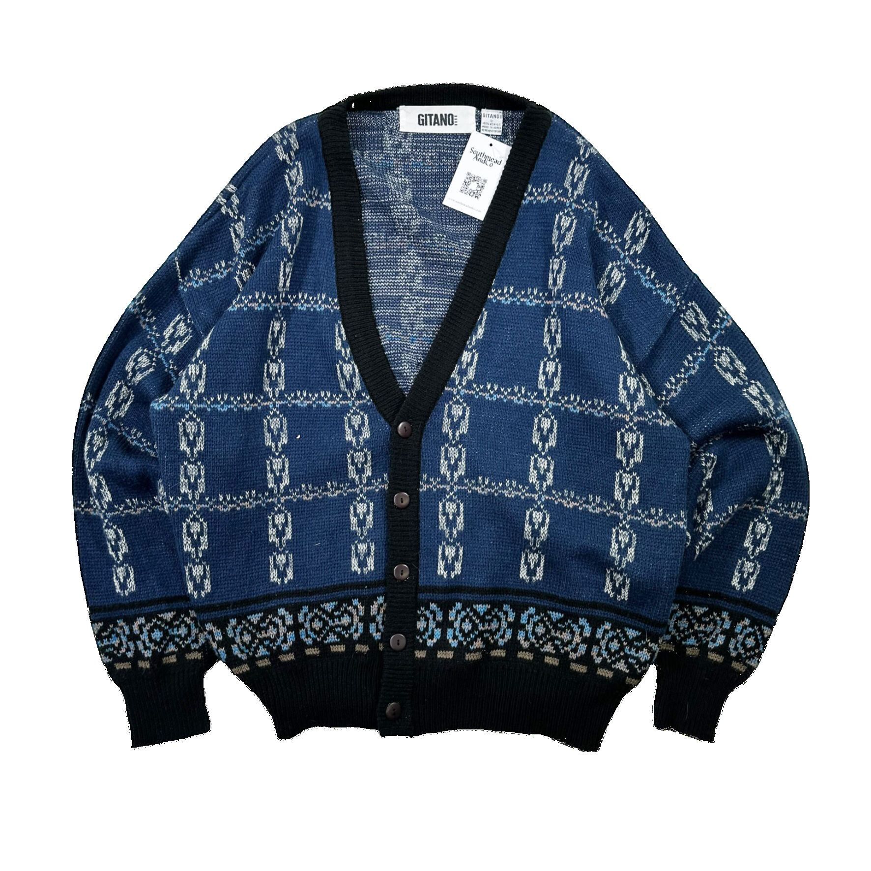 Vintage Vintage 90s Gitano Big Patterned Knit Cardigan Sweater Size US XL / EU 56 / 4 - 1 Thumbnail