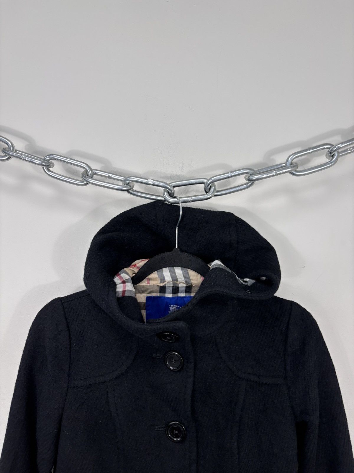 Burberry Burberry Blue Label Black Nova Check Angora Wool Coat Size XS / US 0-2 / IT 36-38 - 5 Thumbnail