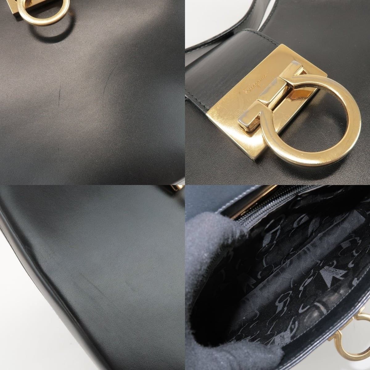 Salvatore Ferragamo Ferragamo Gancini Calfskin Shoulder Bag Black Size ONE SIZE - 7 Thumbnail