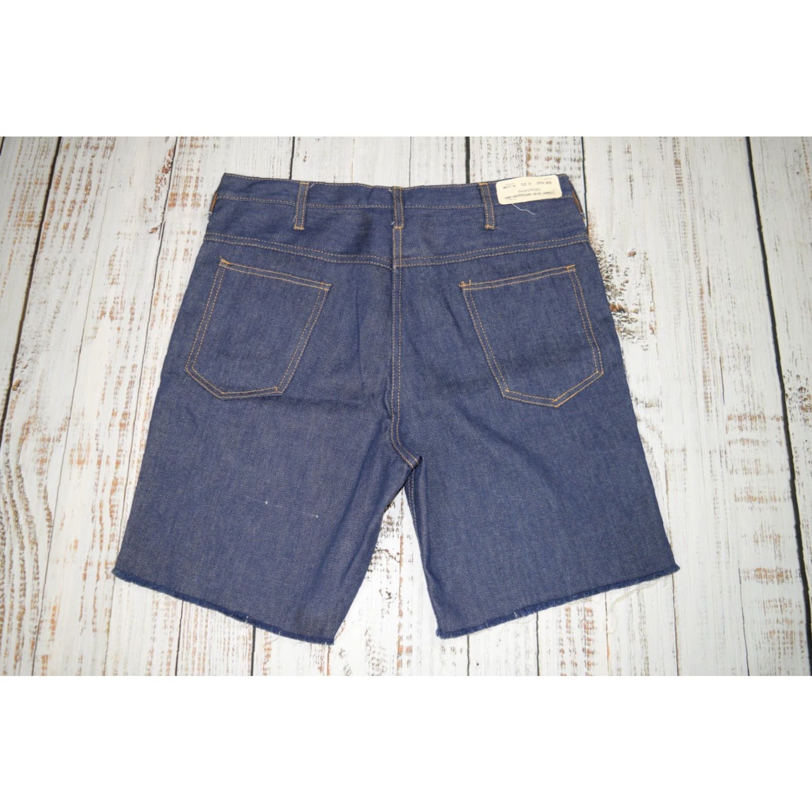 VINTAGE 1960s SANFORIZED DENIM CUT OFF Jean Shorts 34 Waist Blue Hippy Womens